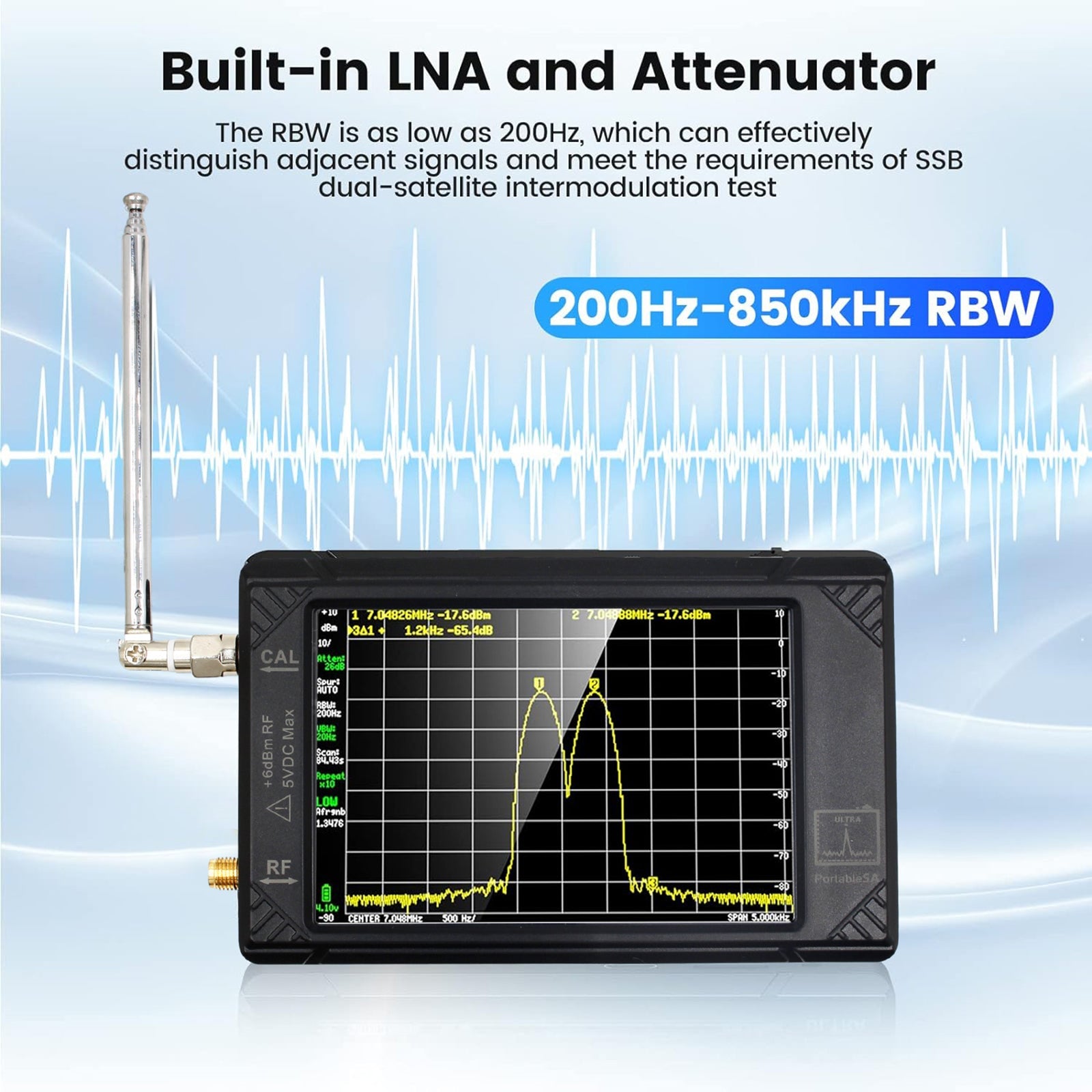 Tactile LCD 4 "pour TinySA ULTRA, analyseur de spectre minuscule portatif 100K-5.3GHz