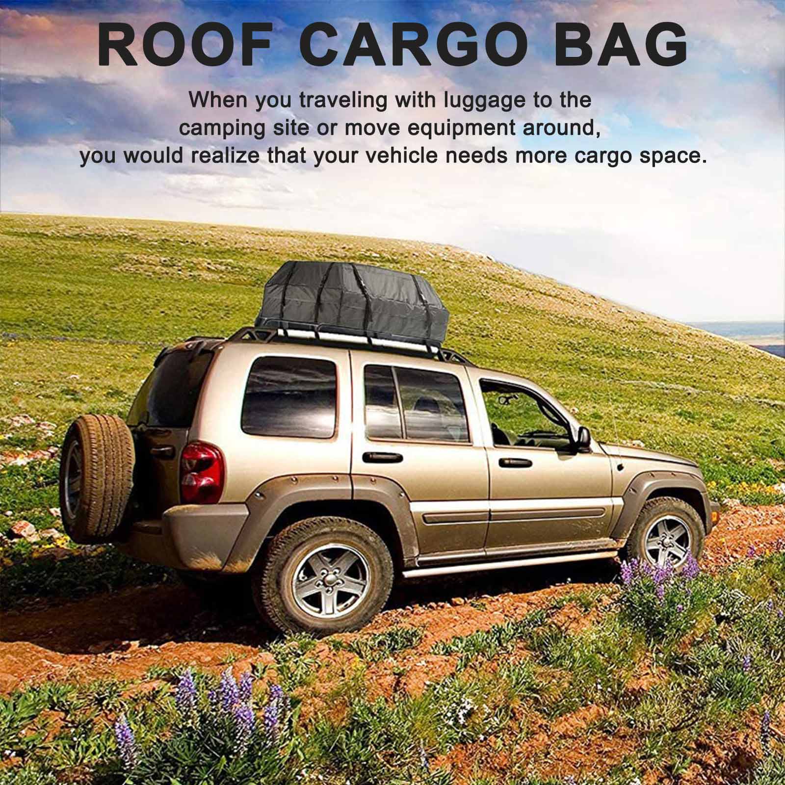 Waterproof Car Roof Top Rack Carrier Cargo Bag Luggage Cube Bag w/ Non-Slip Mat