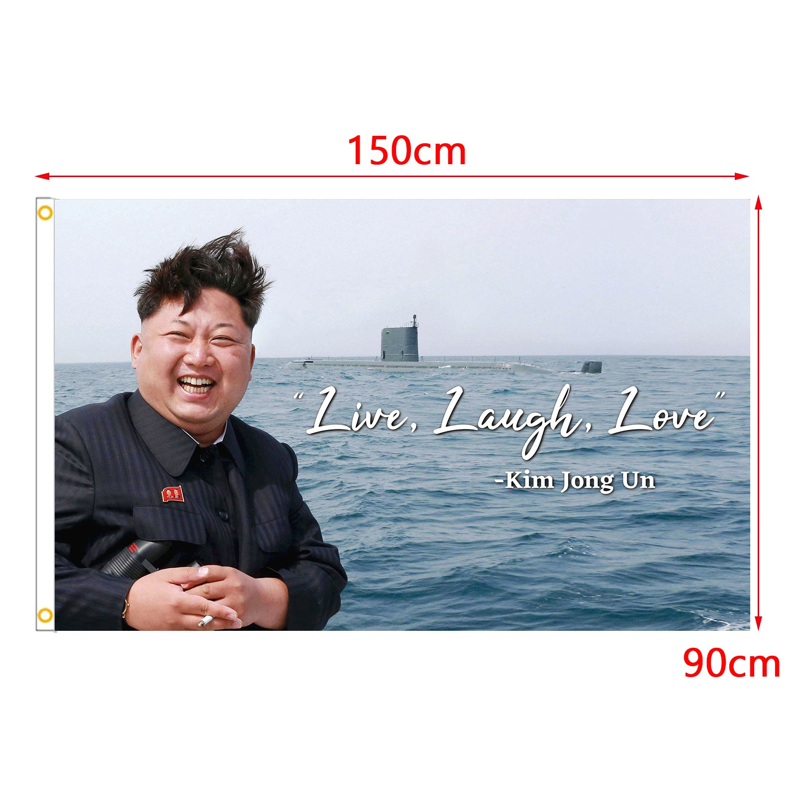 Kim Jong Un Live Laugh Love Bannière Drapeau 3x5FT Drapeau de jardin