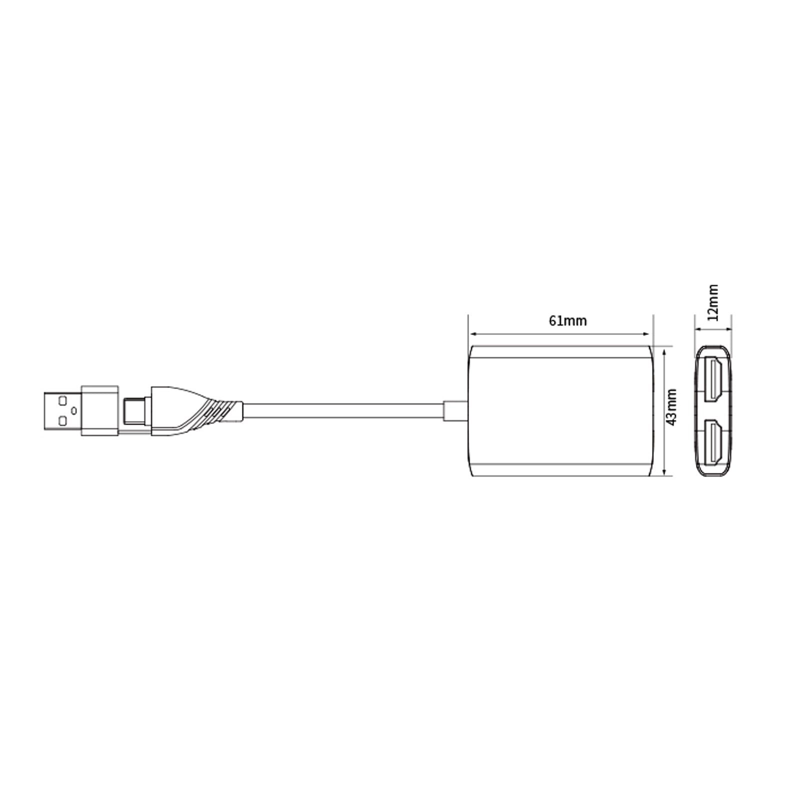 Adaptateur Type C/USB3.0 vers double HDMI pour Apple M1 M2 Mac Windows Hub Type C/USB3.0