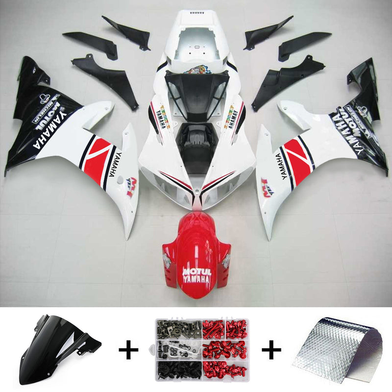 Amotopart Yamaha 2002-2003 YZF 1000 R1 White With Red Fairing Kit