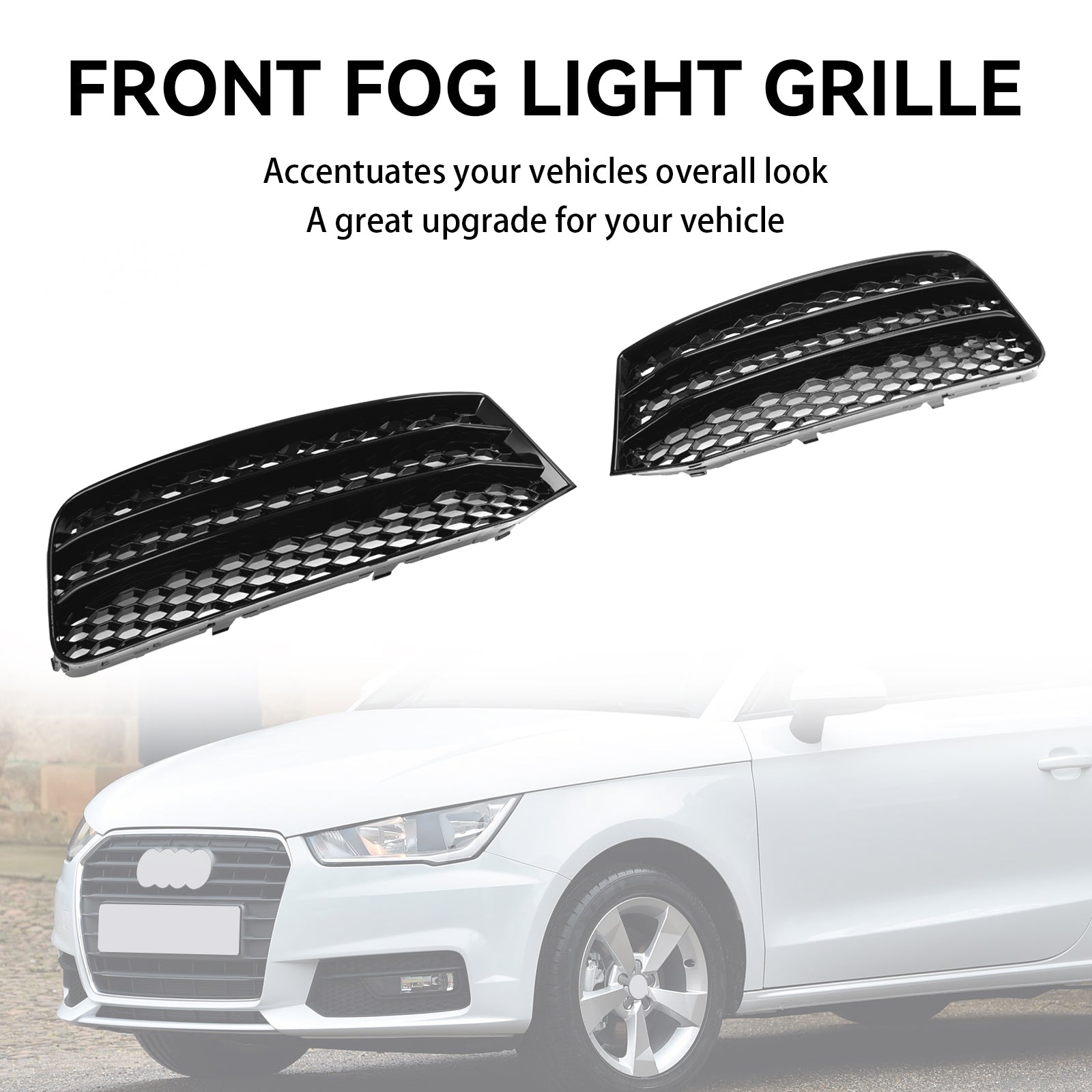 2015-2018 Audi A1 8X Pair Front Bumper Fog Light Cover Grill Grille