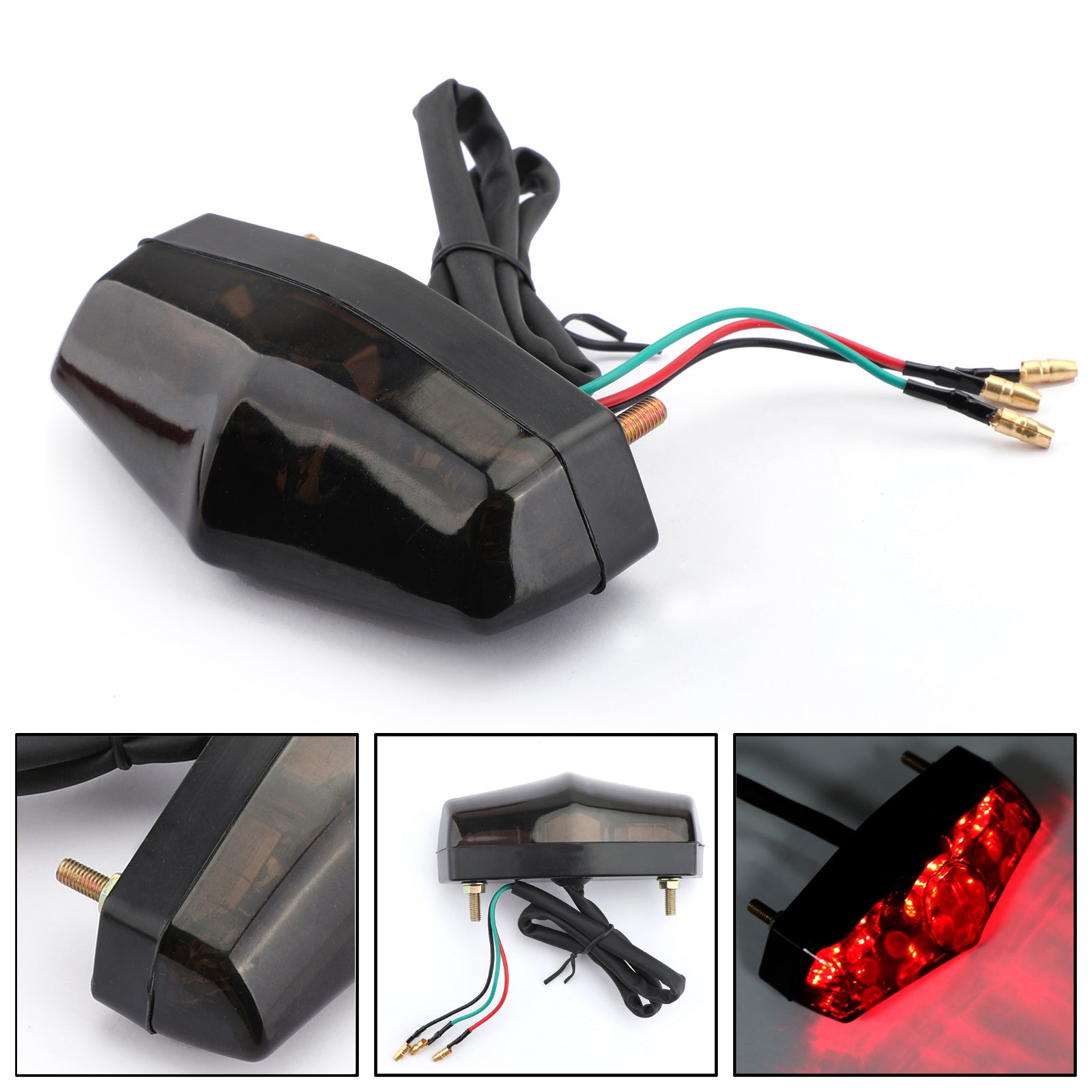 ABS Motorcycle LED Smoke 12V Brake Stop Running Rear Tail Light Lamp Universal Generic