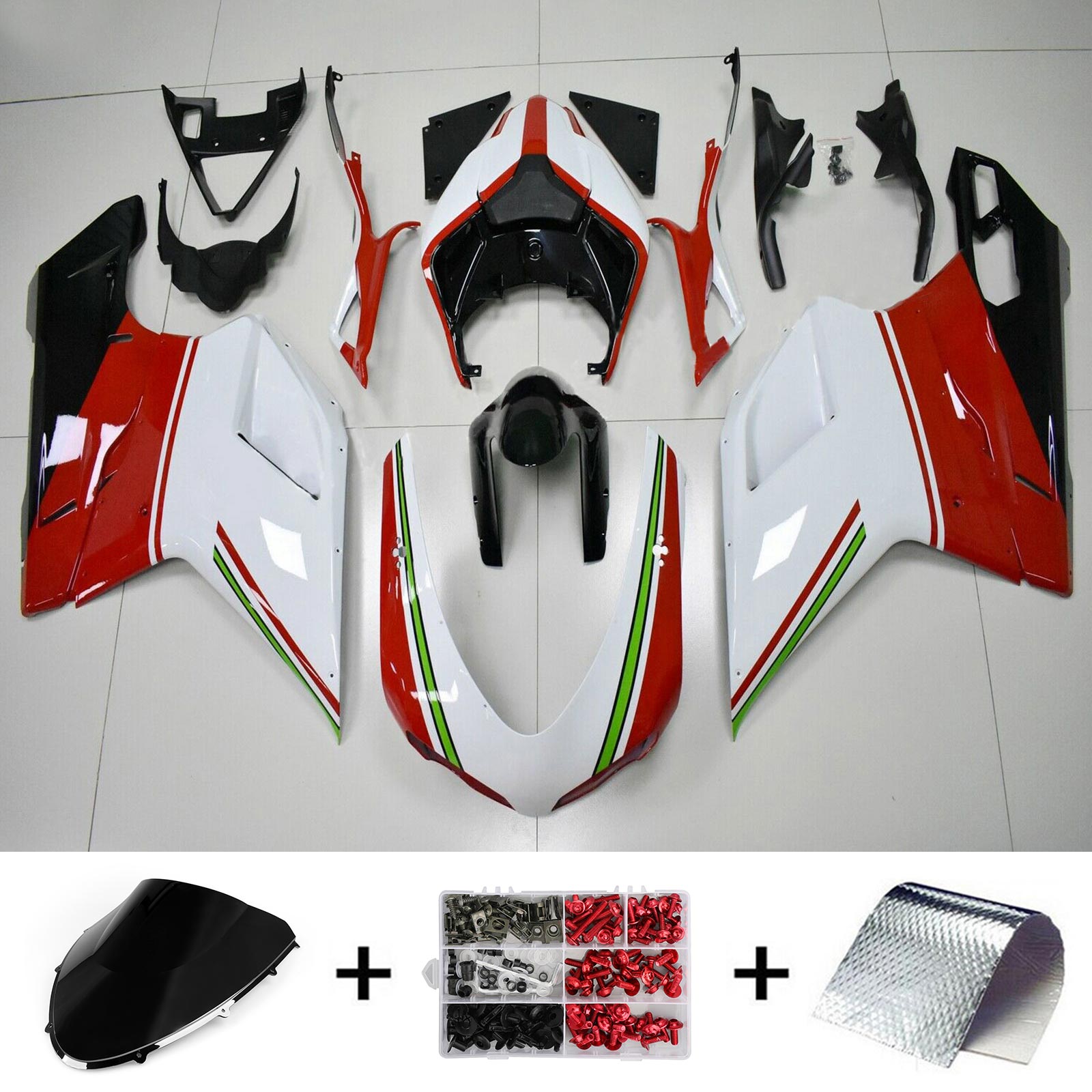 2007-2011 Ducati 1098 1198 848 Kit de carénage rouge blanc