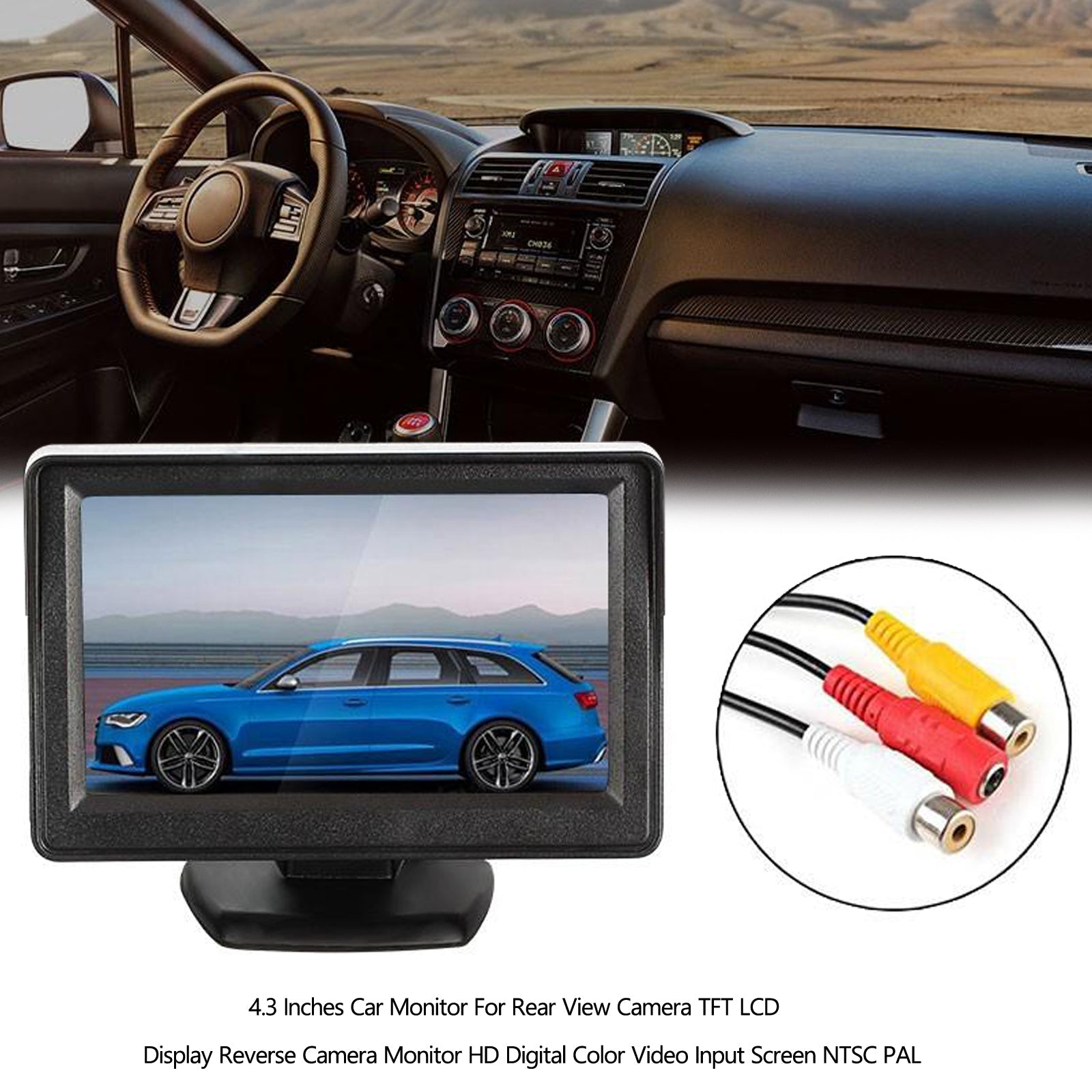 PAL vue arrière HD caméra affichage moniteur inverse 4.3 "TFT LCD moniteur de voiture NTSC