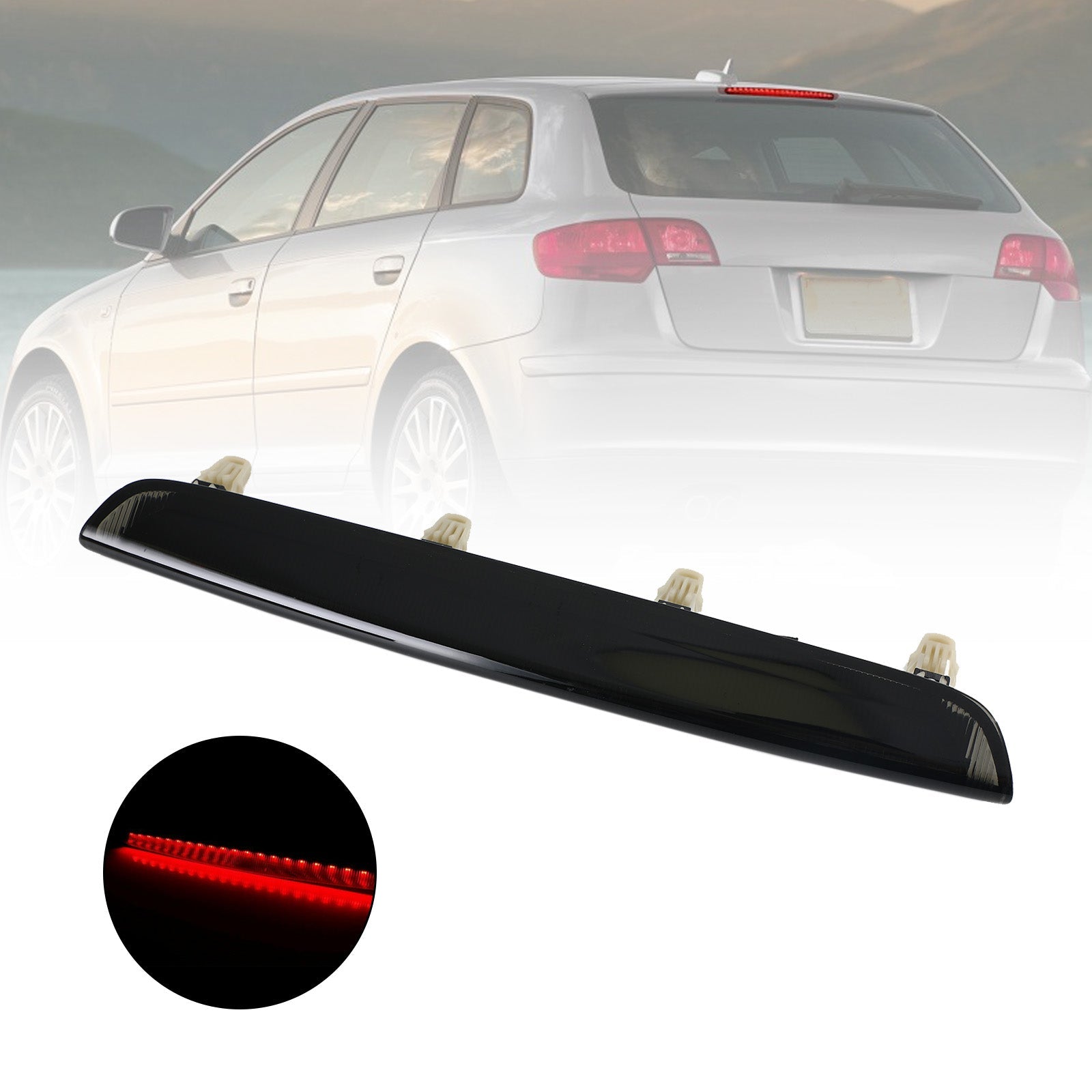 LED Smoke Lens 3RD Third Brake Stop Light For Audi A3 S3 RS3 Sportback 2004-2012 Generic