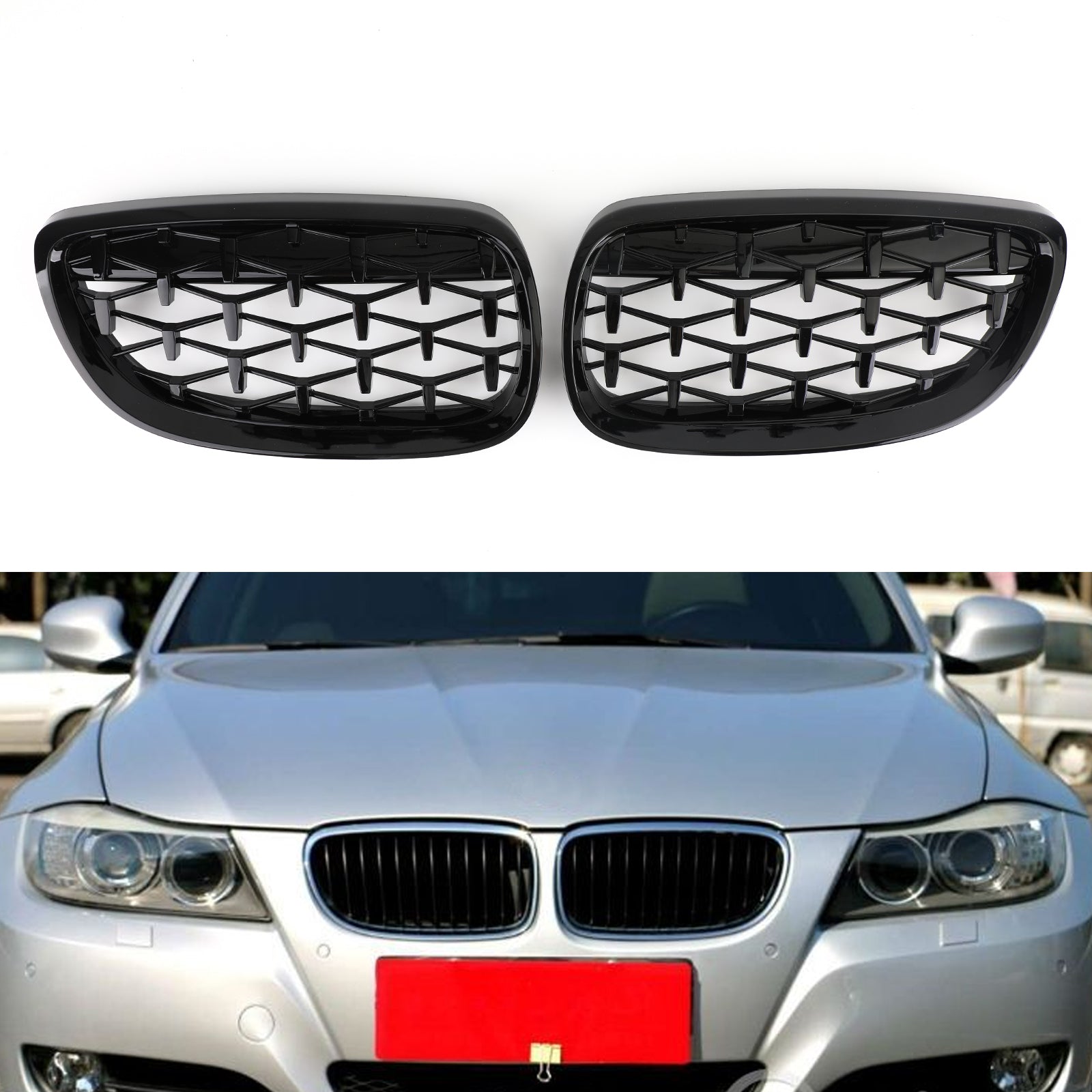 Front Nieren Grill Fit voor BMW 2007-2010 E92 E93 328i 335i 2DR Meteor Zwart Generiek