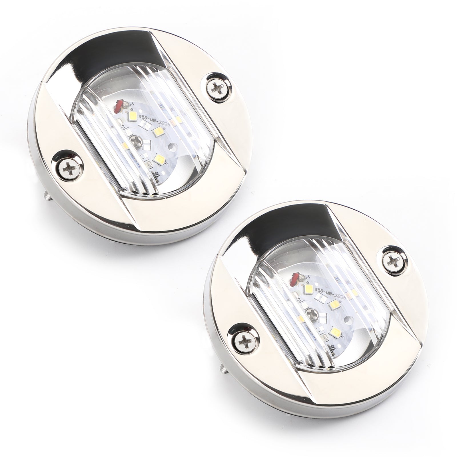 2 uds LED barco marino yate espejo de popa ancla cromada luz de popa redonda 2835-SMD 12V