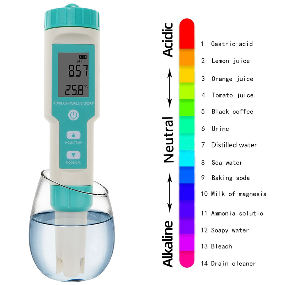 7 In 1 Digital Salinity PH TDS TEMP SG EC ORP Tester Water Quality Monitor Meter