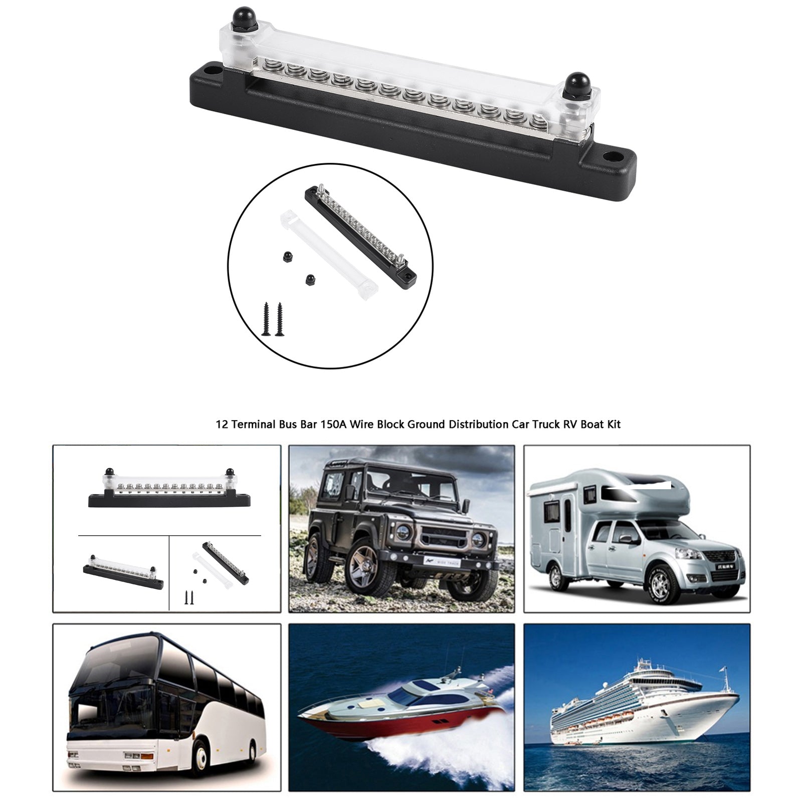 12 Terminal Bus Bar 150A Draadblok Gronddistributie Auto Vrachtwagen RV Bootkit