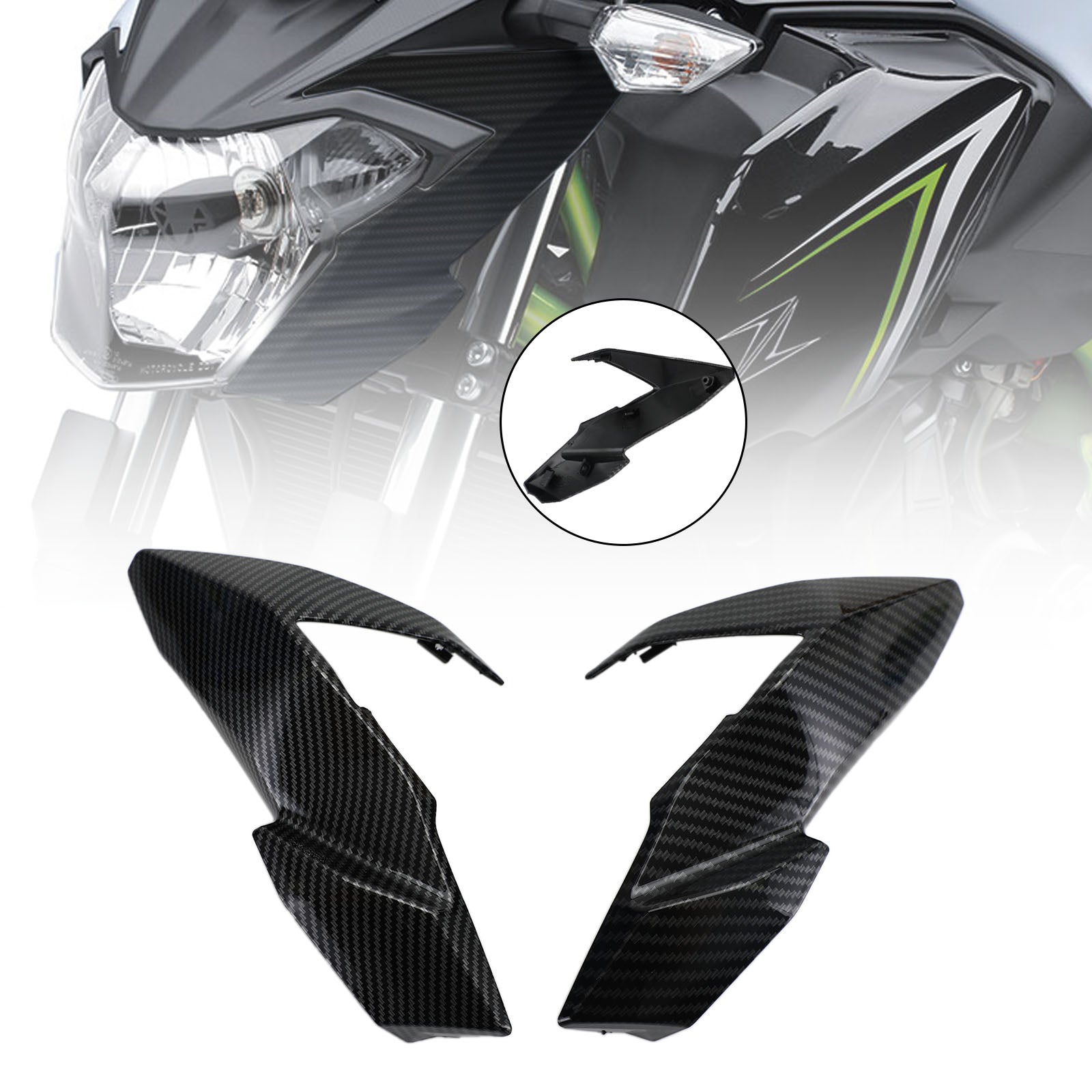 ABS Front Side Headlight Panel Cover Fairing Cowl For Kawasaki Z650 2017-2019