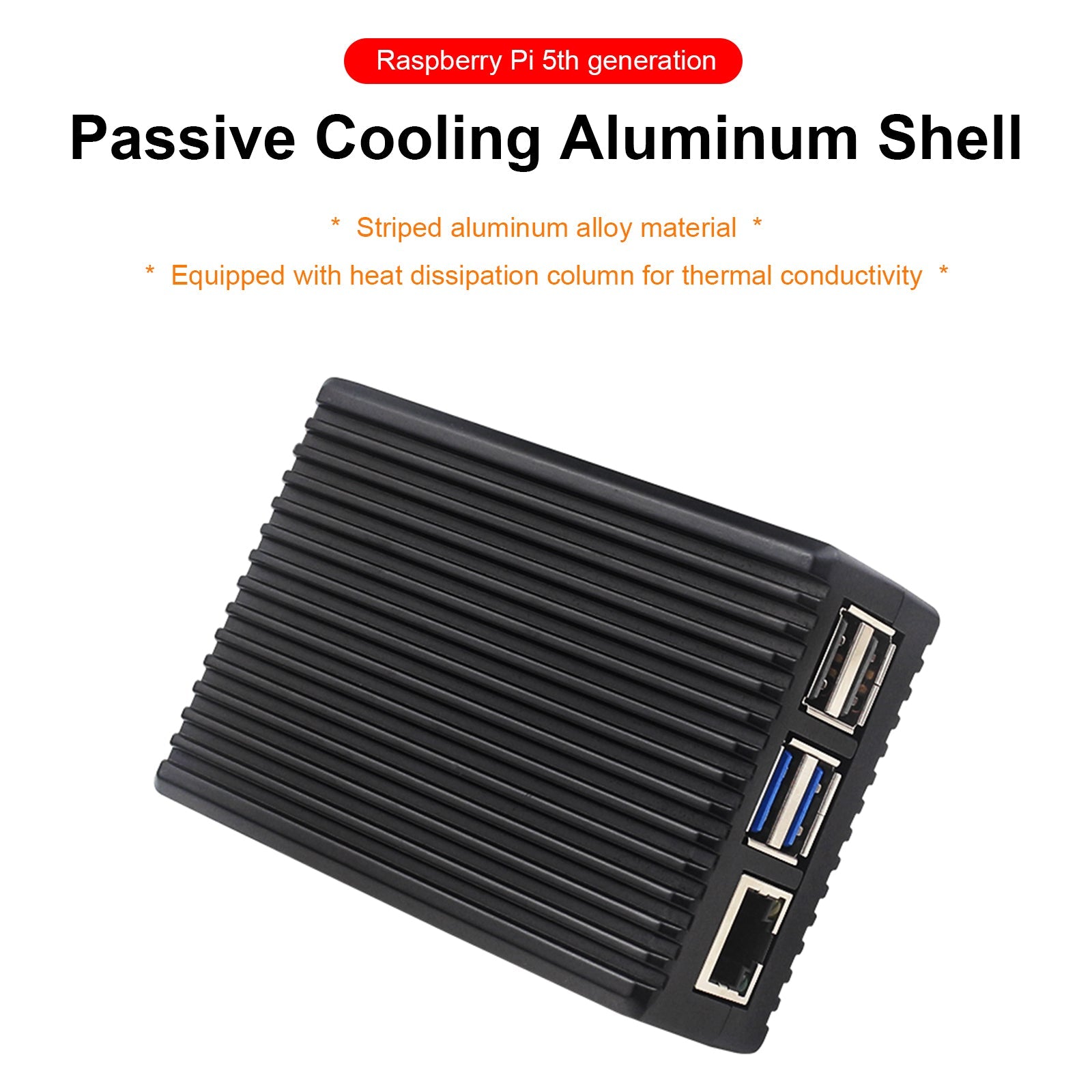 Passieve koeling aluminium behuizing Raspberry Pi5 metalen behuizing aluminiumlegering doos