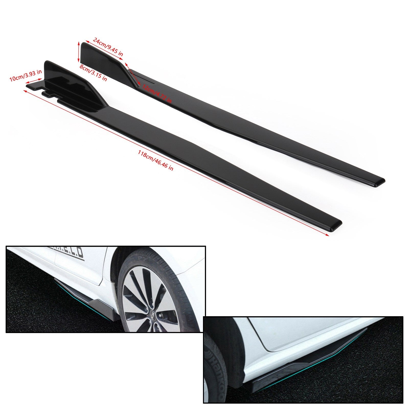 Pair 120cm Car Gloss Black Side Skirts Rocker Splitters Diffuser Winglet Wings Generic