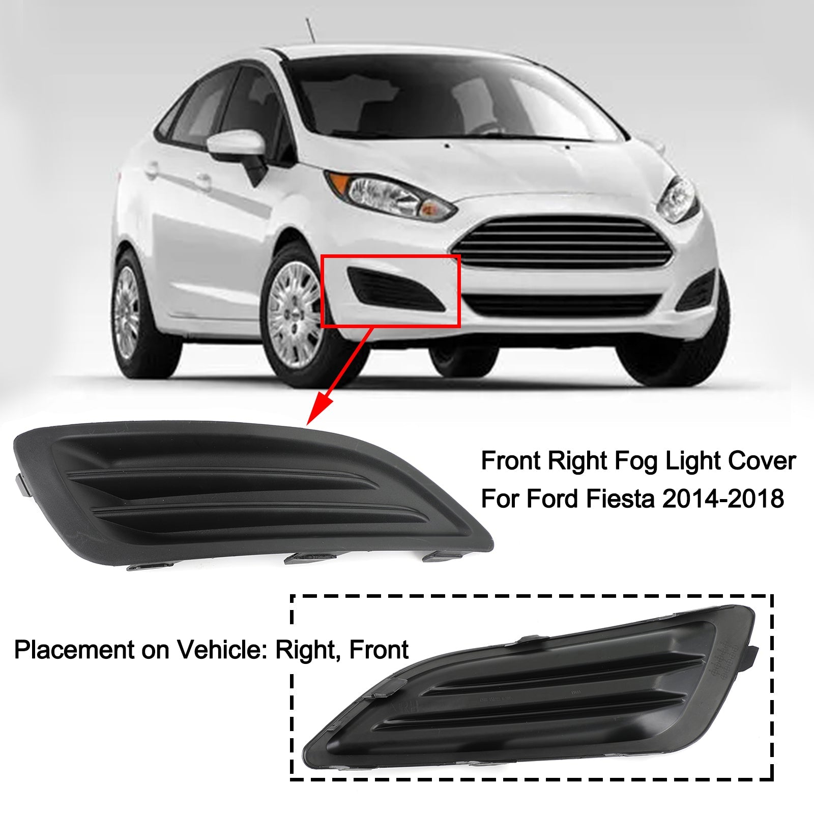 Rechtsvoor Bumper Mistlamp Cover Trim Voor Ford Fiesta 1.0 1.6 2014-2018 Generiek