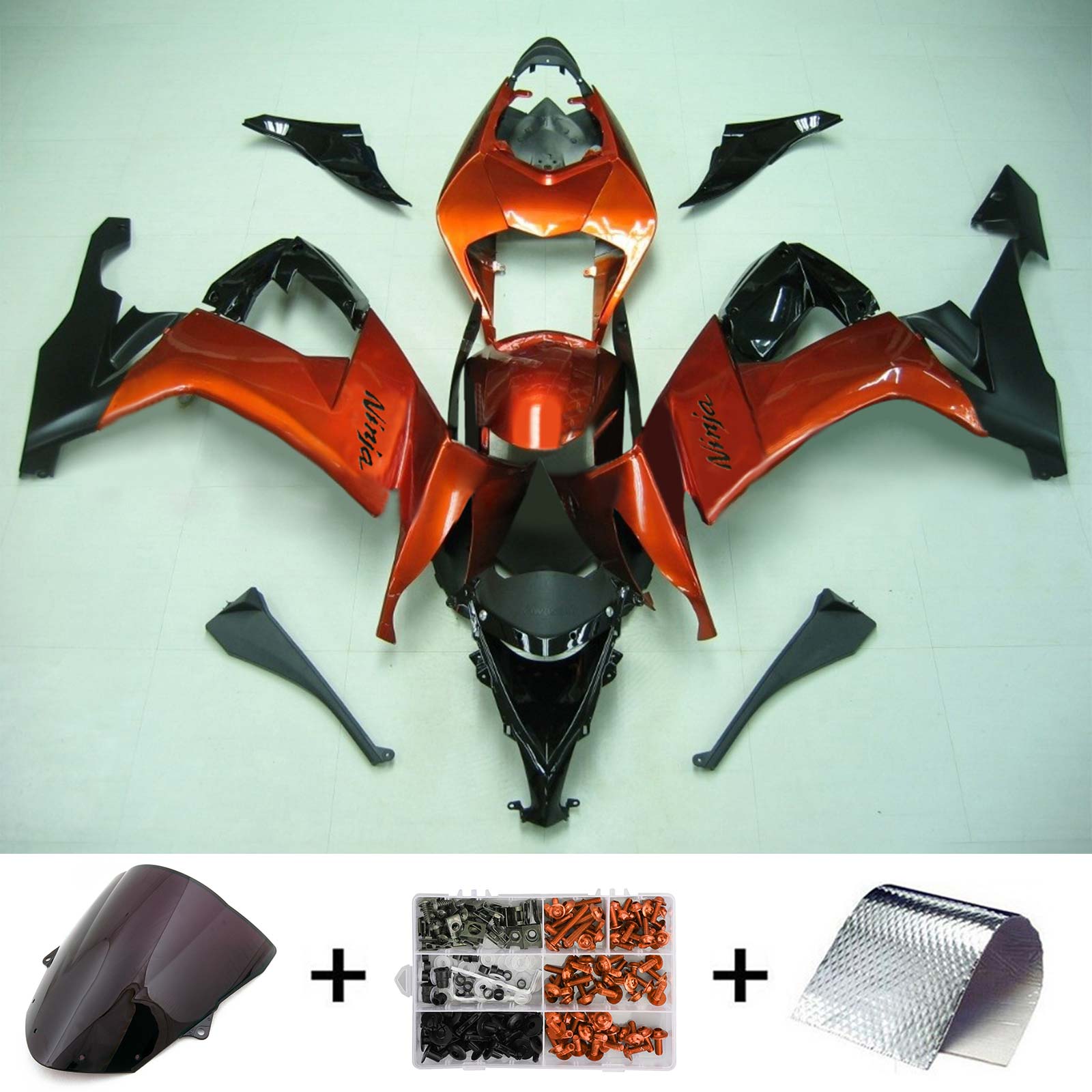 2008-2010 Kawasaki ZX10R Kit de carénage d'injection Amotopart Carrosserie Plastique ABS #114