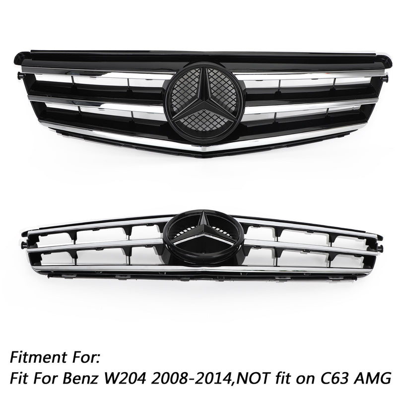 2008-2014 W204 C300 C350 LED Black Chrome Front Grill Grille Generic