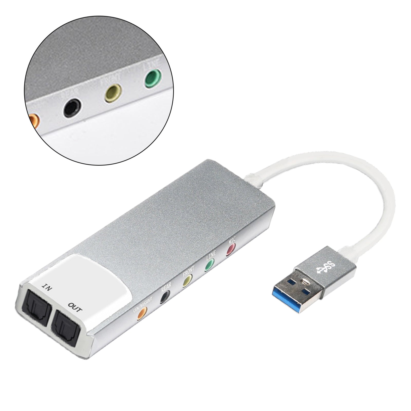 Nouveau Alliage d'aluminium USB Fiber optique SPDIF carte ordinateur externe multifonction