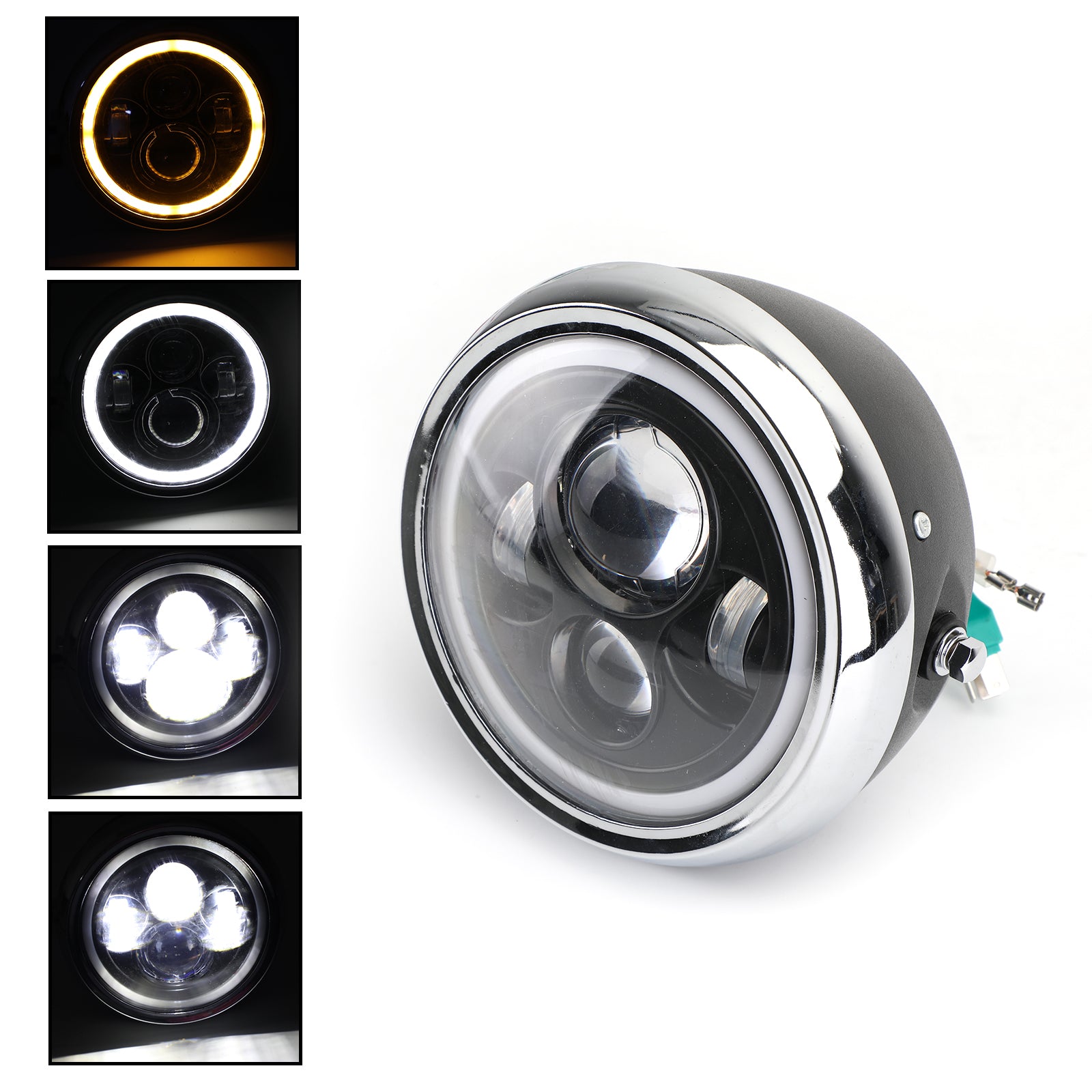 Phare LED 7 pouces haut/bas + DRL pour moto Dyna Cafe Racer Bobber