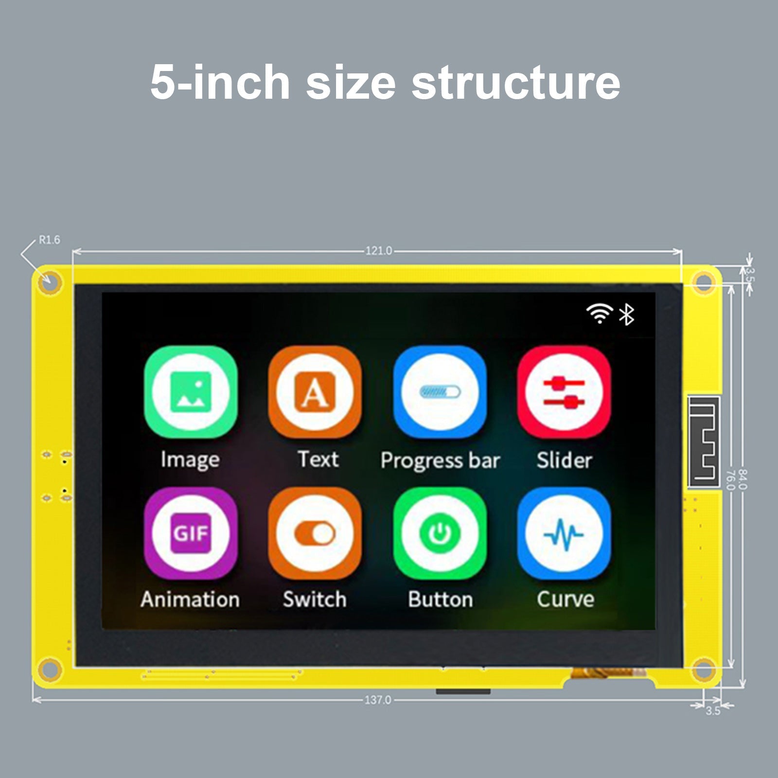 Carte de développement ESP32-S3, écran capacitif LCD 5 "7", Wifi, Bluetooth, MCU LVGL