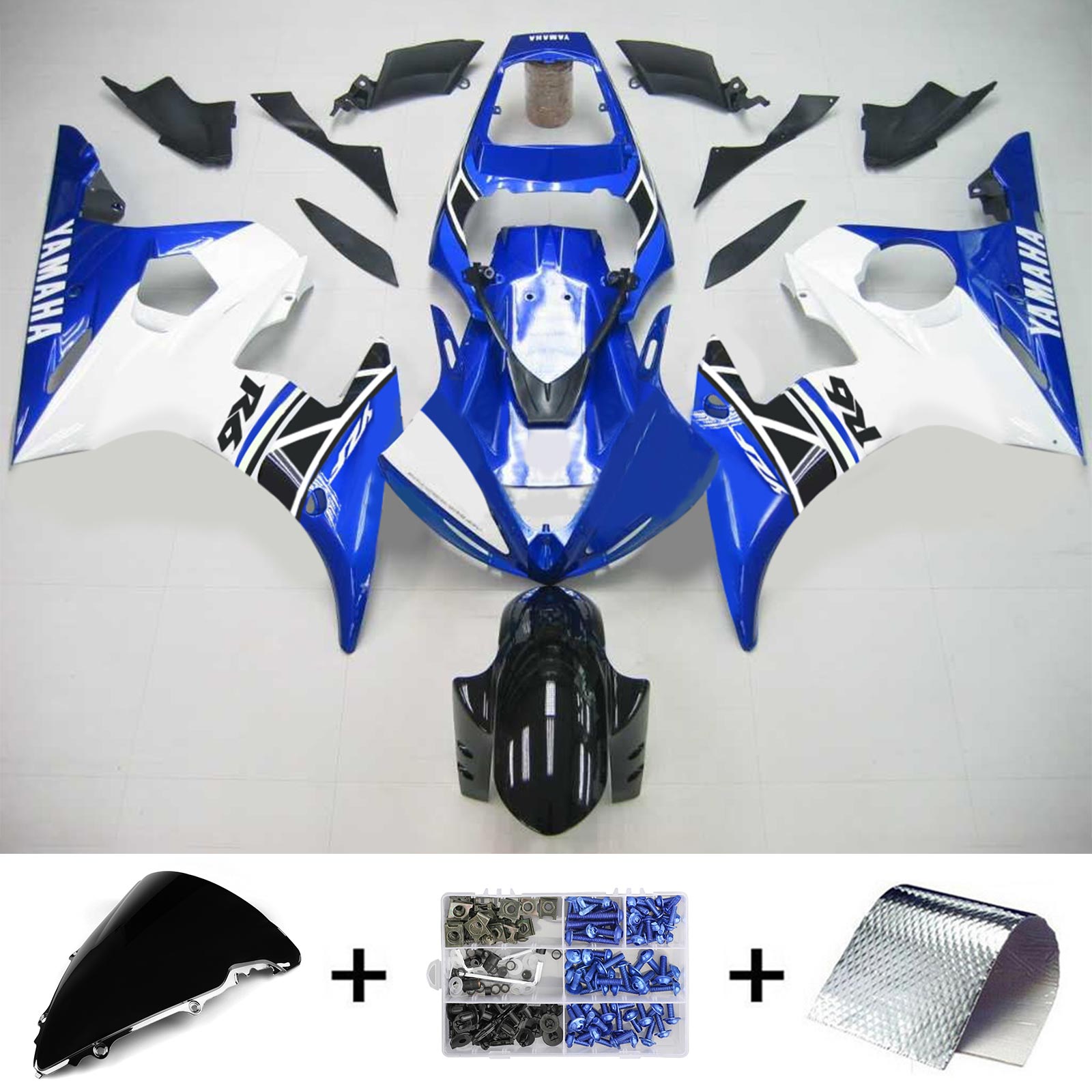 2005 Yamaha YZF 600 R6 Amotopart Kit de carénage d'injection carrosserie plastique ABS #112