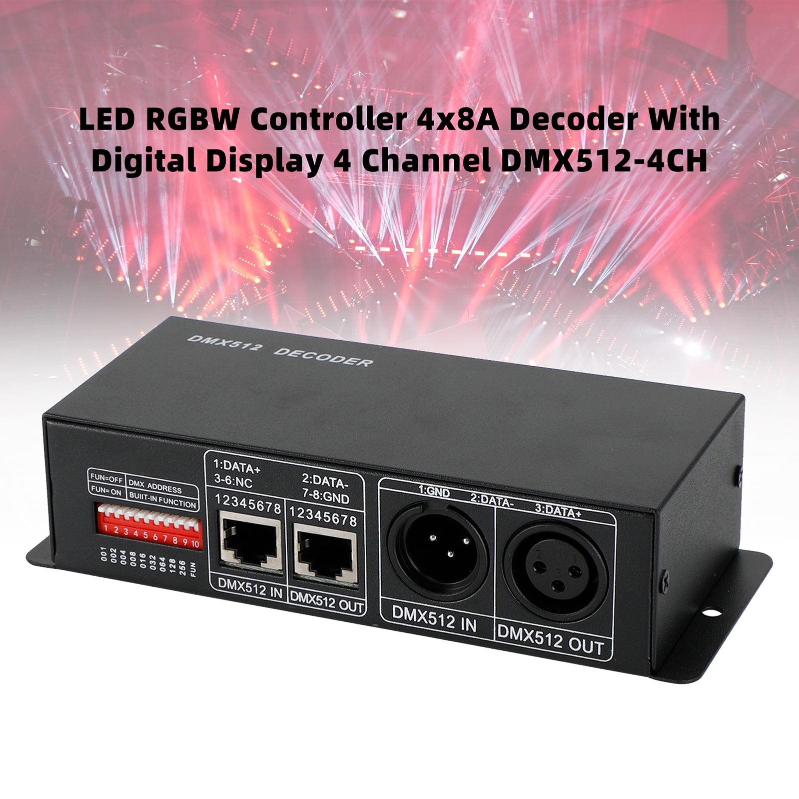 LED RGBW-controller 4x8A-decoder met digitaal display 4-kanaals DMX512-4CH