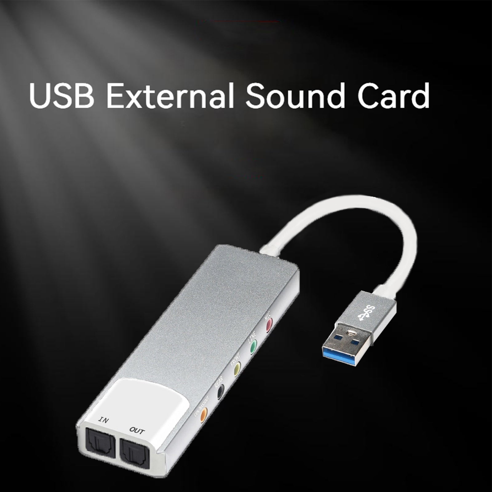 Nouveau Alliage d'aluminium USB Fiber optique SPDIF carte ordinateur externe multifonction