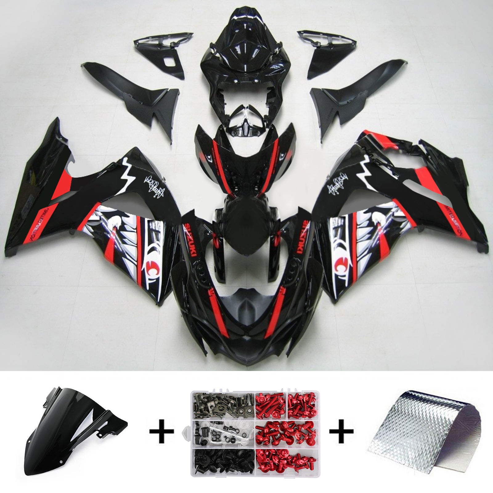 2009-2016 Suzuki GSXR1000 K9 Amotopart Kit de carénage d'injection carrosserie plastique ABS #104