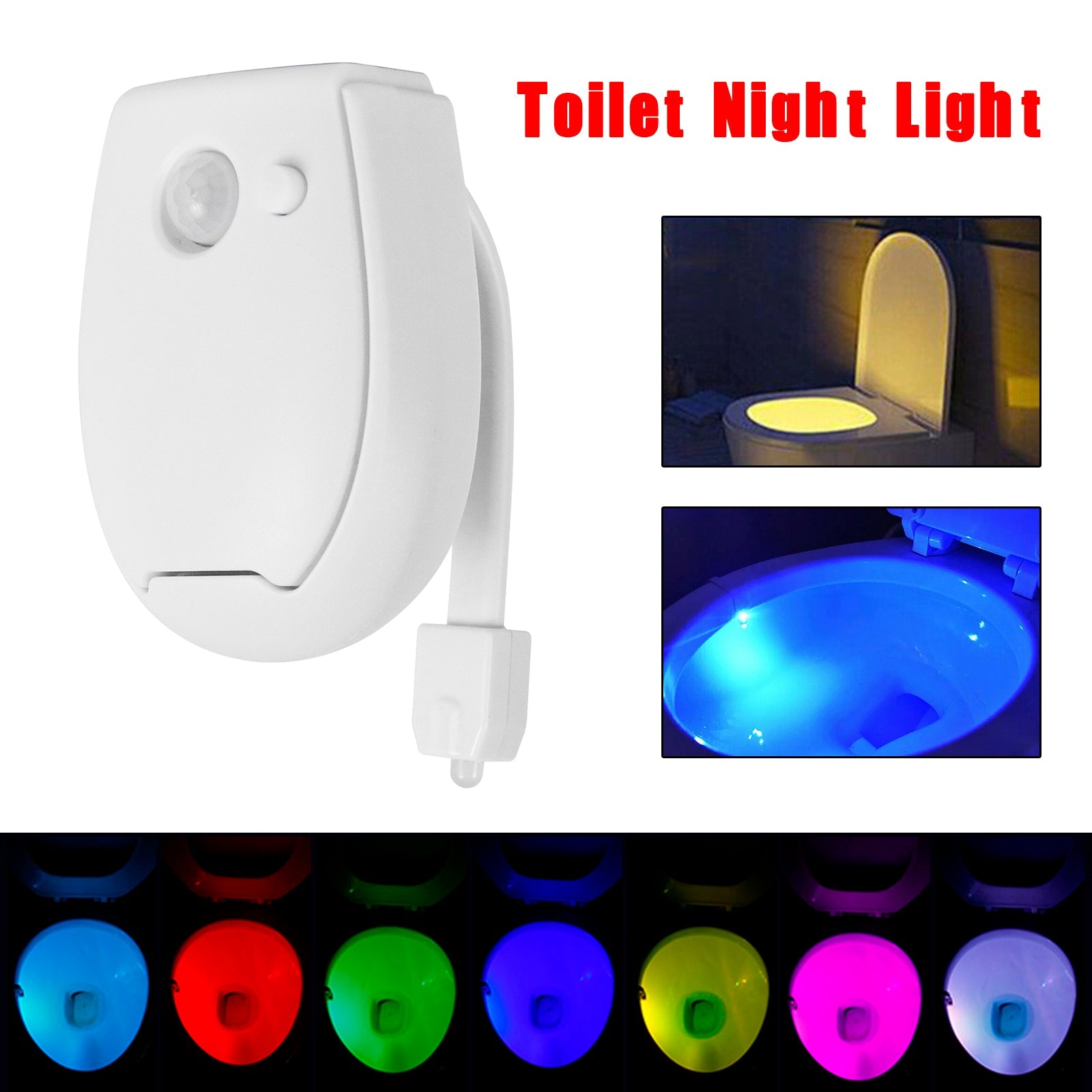 1 ~ 3 pièces toilette veilleuse LED capteur activé par le mouvement salle de bain bol lampe 8 couleurs