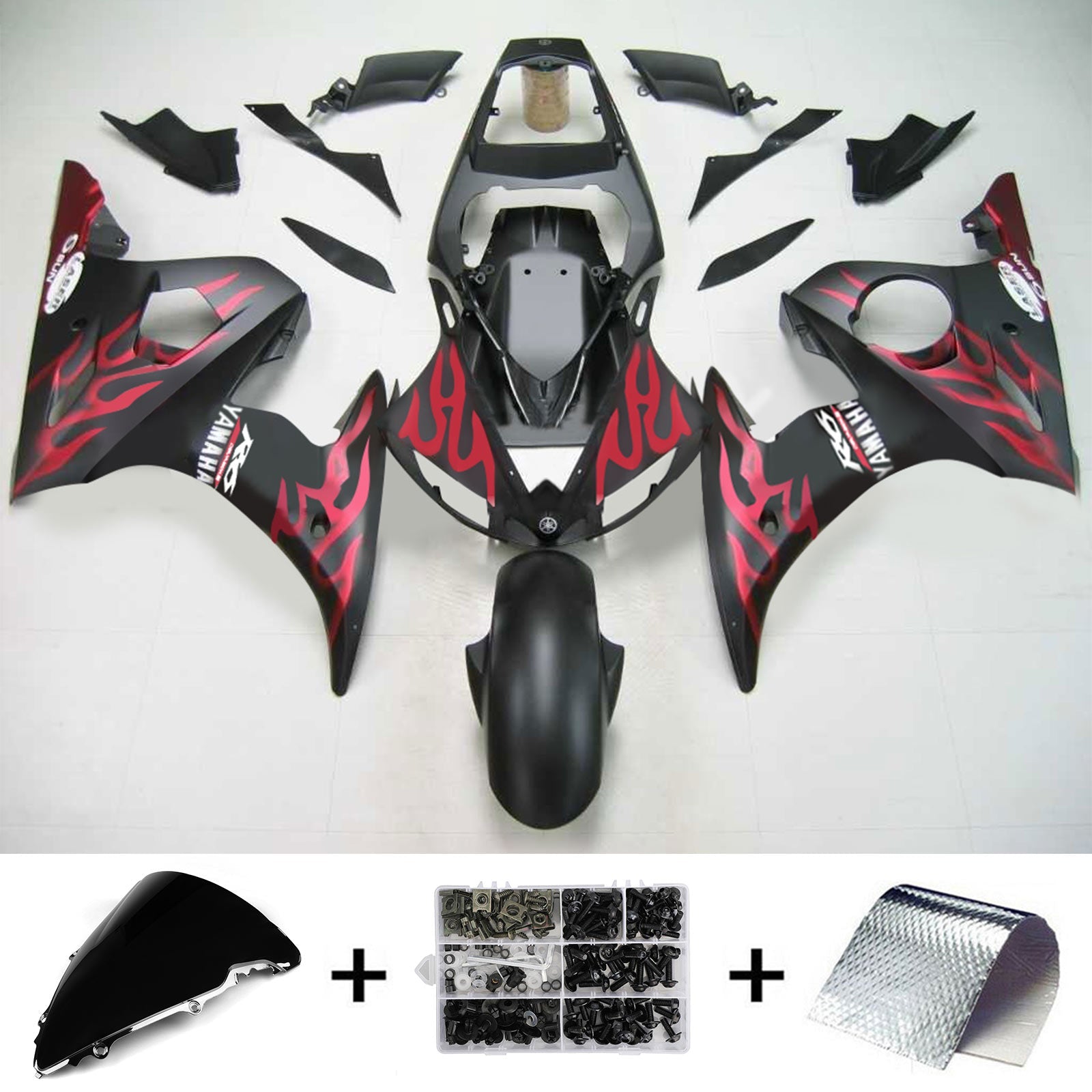 2003-2004 Yamaha YZF 600 R6 2006-2009 Yamaha R6S Amotopart Injection Fairing Kit Karosseri Plast ABS #134