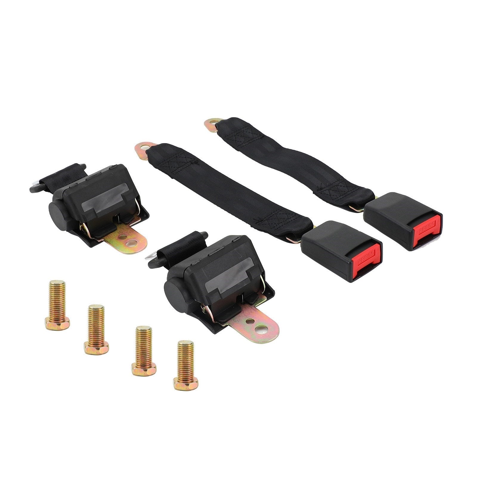 2 Sets 2 Point Retractable Auto Car Safety Seat Belt Buckle Universal Adjustable Generic