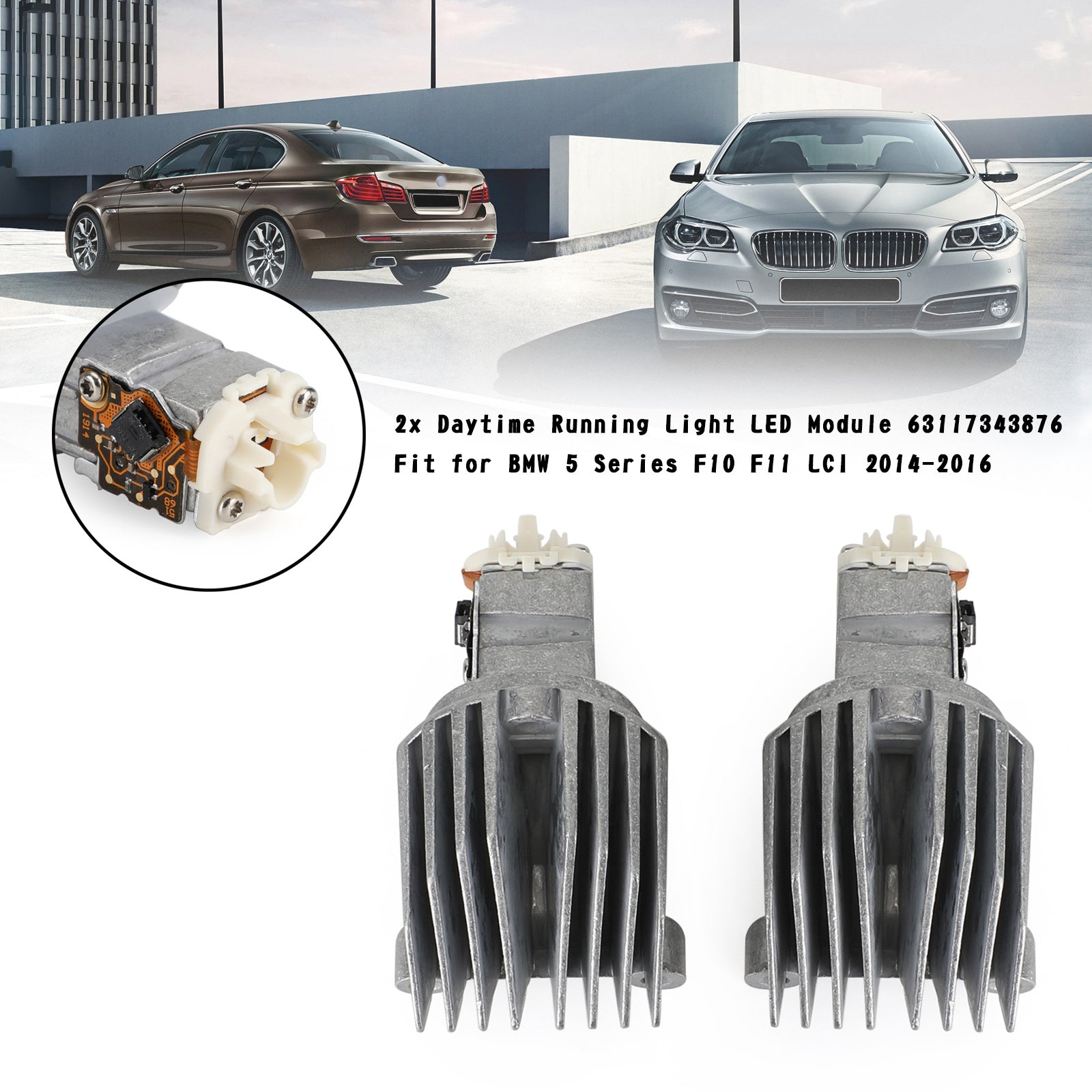 2 pièces BMW 550i 4.4L 2014-2016 Module LED DRL 63117343876