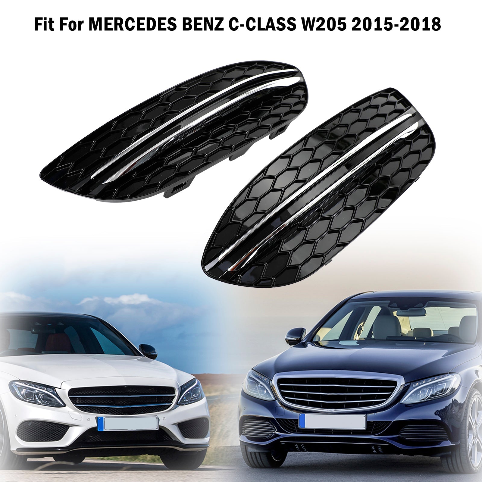 2015-2018 MERCEDES BENZ C-CLASS W205 Base Honeycomb Front Fog Light Cover