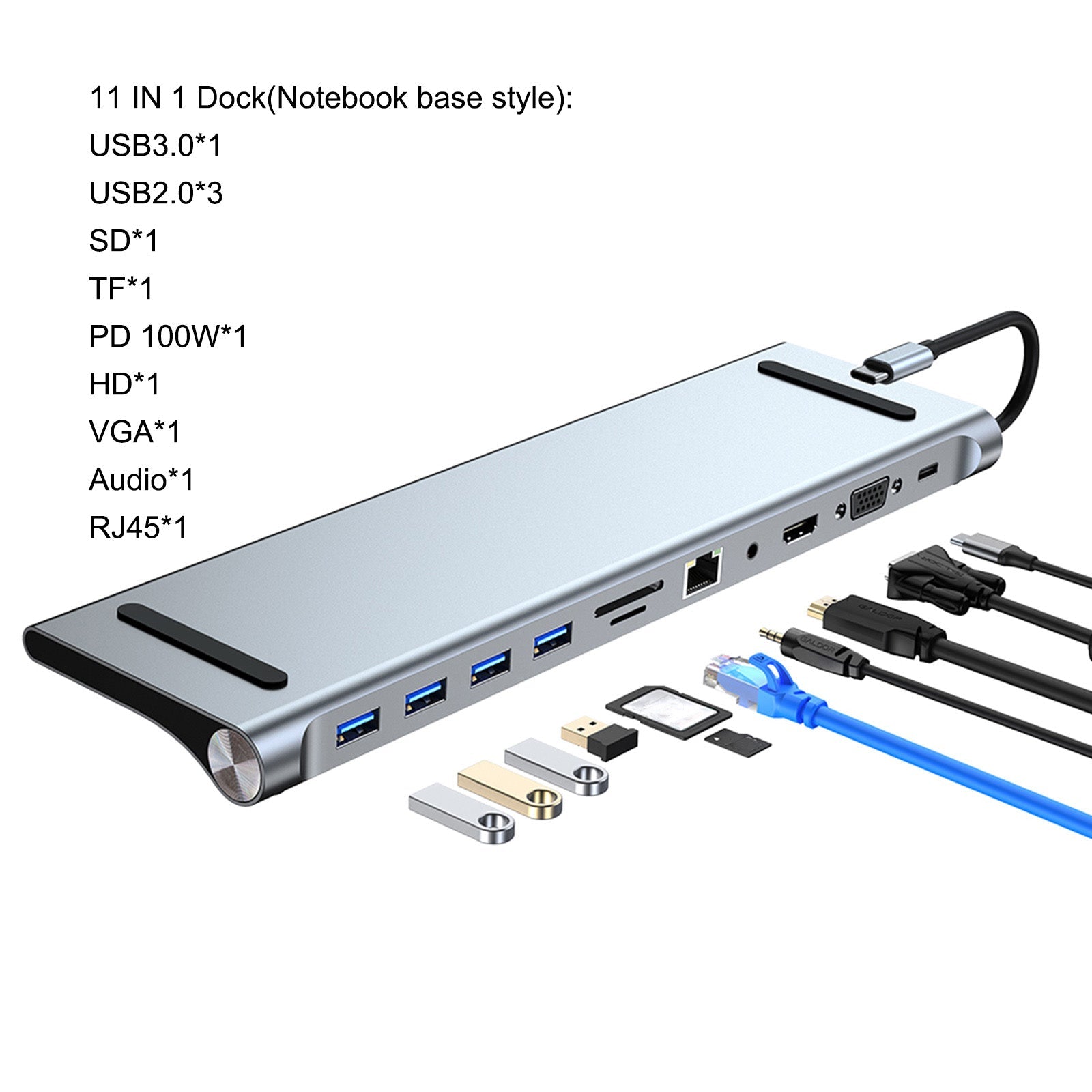 Adaptateur 11 en 1 USB C vers HD PD 100W adapté pour MacBook iPad Pro 11 12.9 iPad