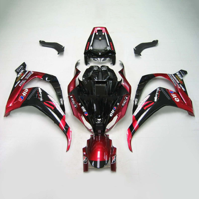 Amotopart Kawasaki ZX10R 2011-2015 Glossy Red Black Fairing Kit