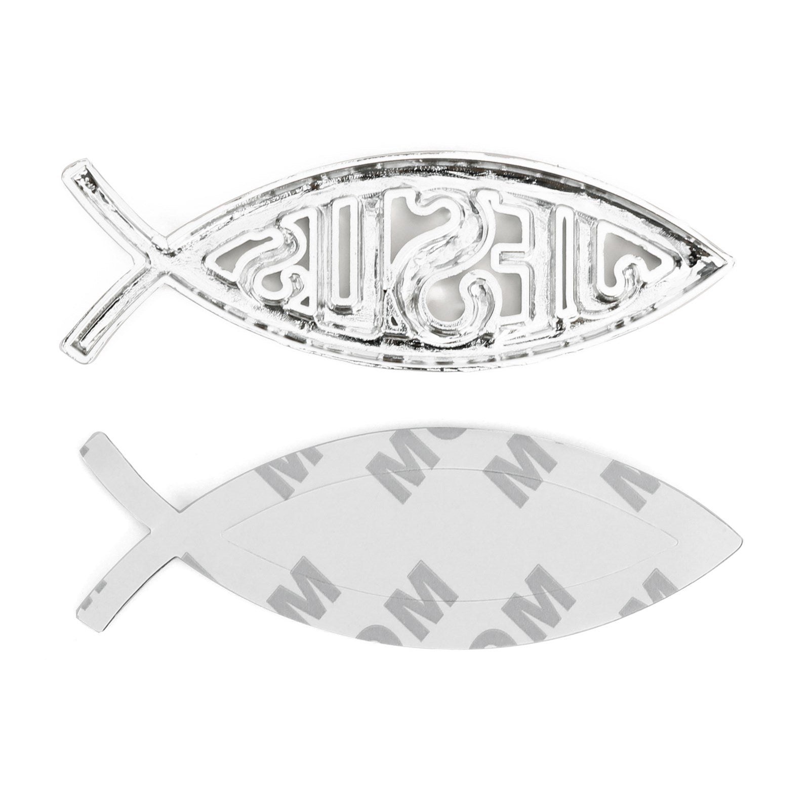 3D Car Decal Emblem Sticker Religious God For Jesus Christian Fish Symbol Silver Generic