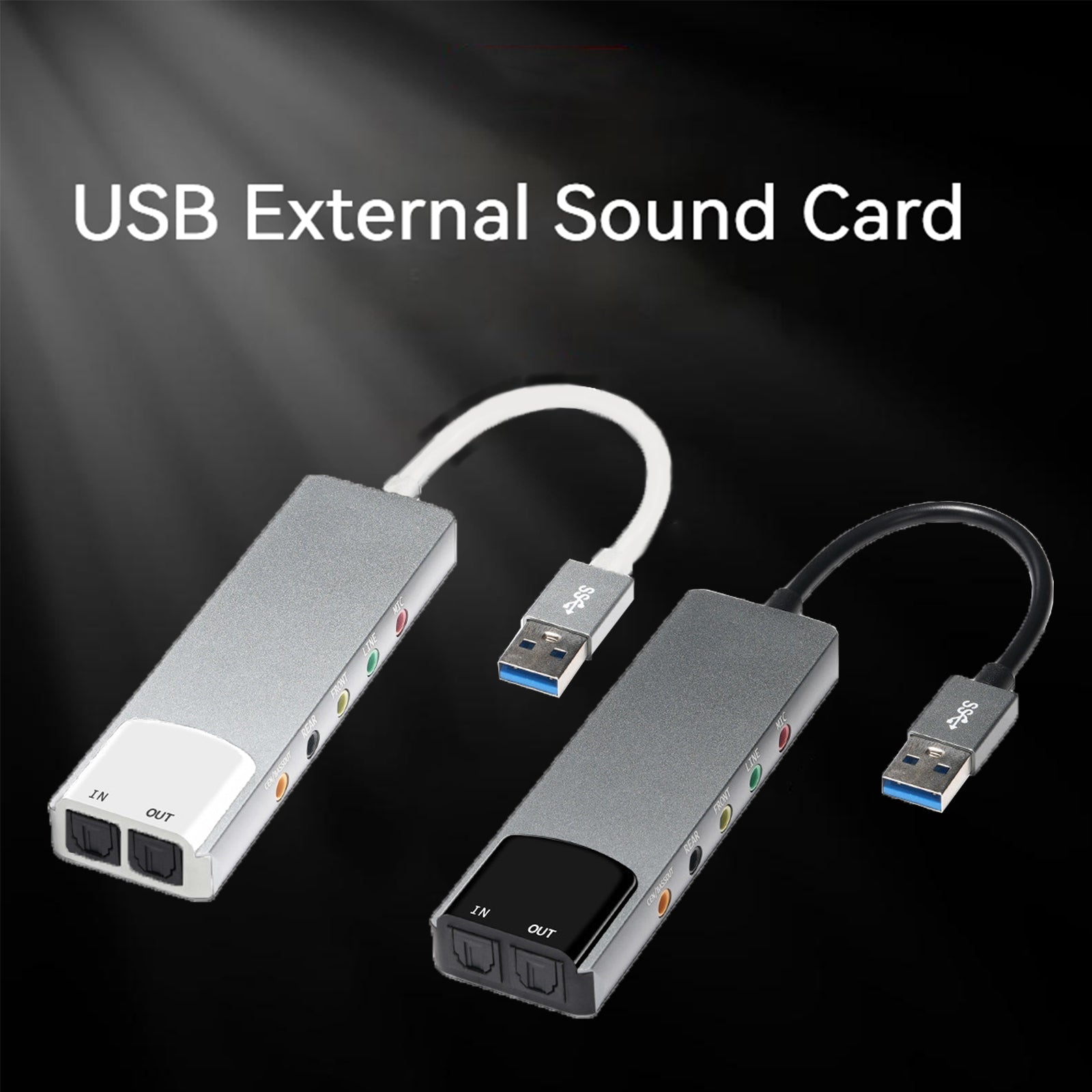 Nouveau Alliage d'aluminium USB Fiber optique SPDIF carte ordinateur externe multifonction