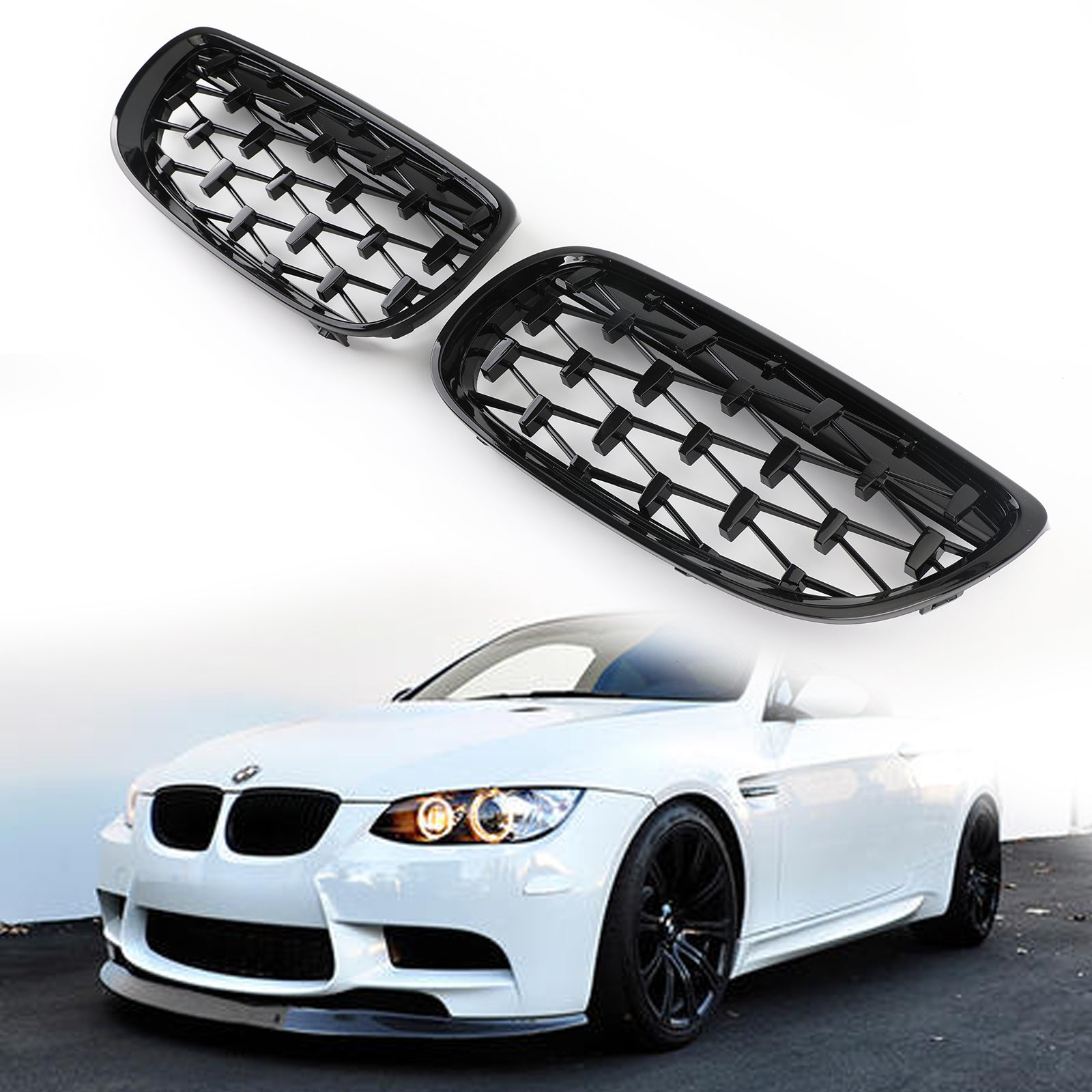 Front Kidney Grille Grill Fit for BMW 2007-2010 E92 E93 328i 335i 2DR Meteor Black Generic