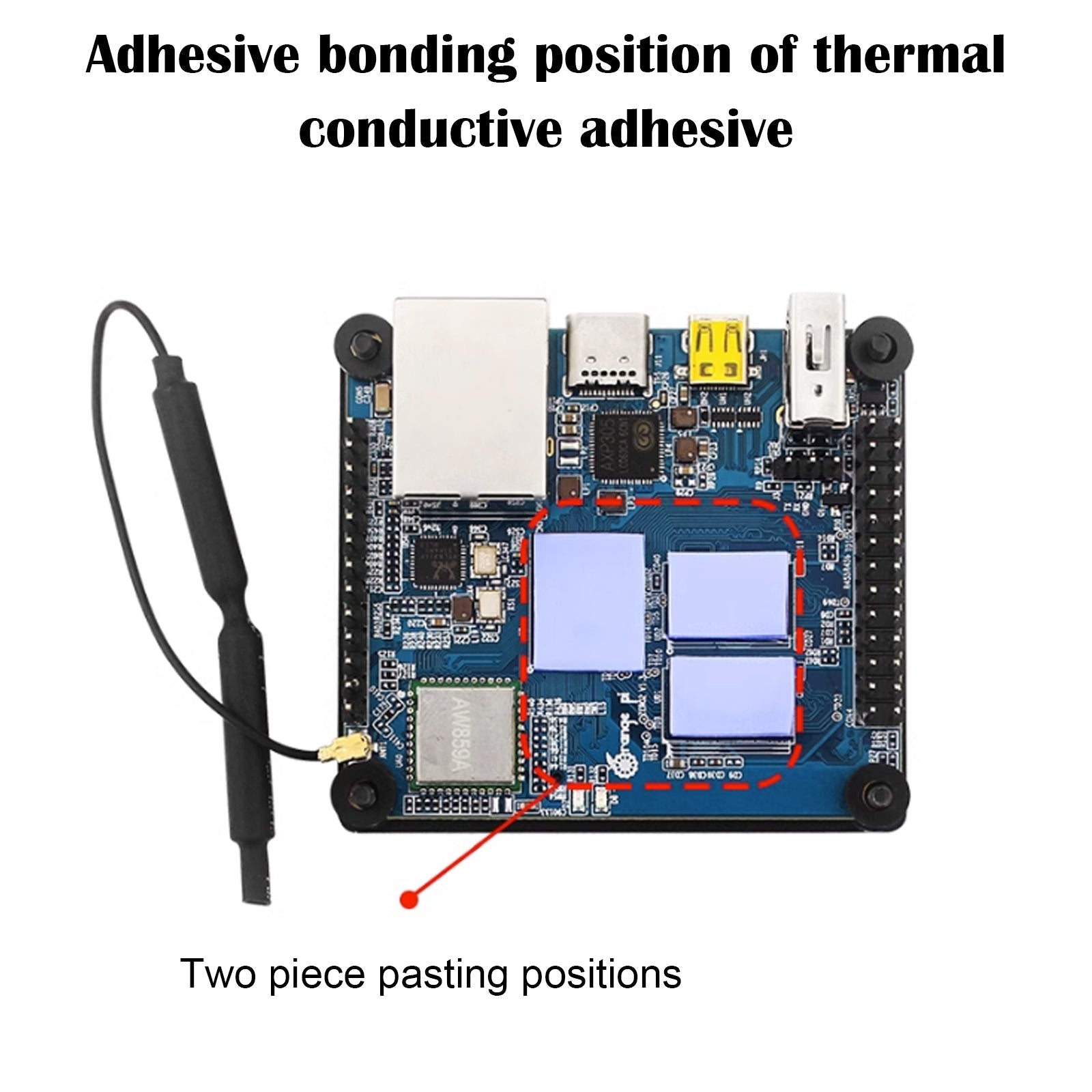 Oranje Pi Zero 3 aluminium ontwikkelingsbord Beschermende koellichaamkoeling