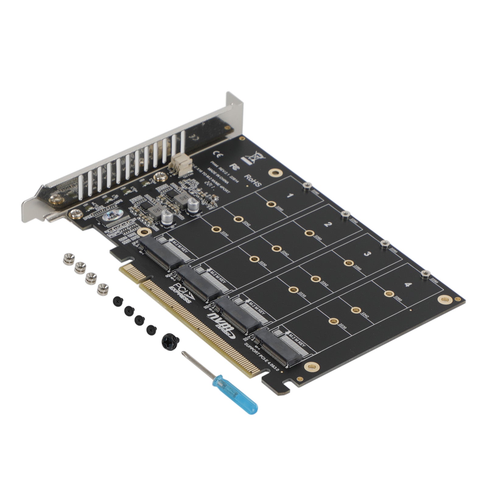 M.2 NVME SSD naar PCI-E 4.0 X16 Adapter Uitbreidingskaart ondersteuning PH44 2280 2242