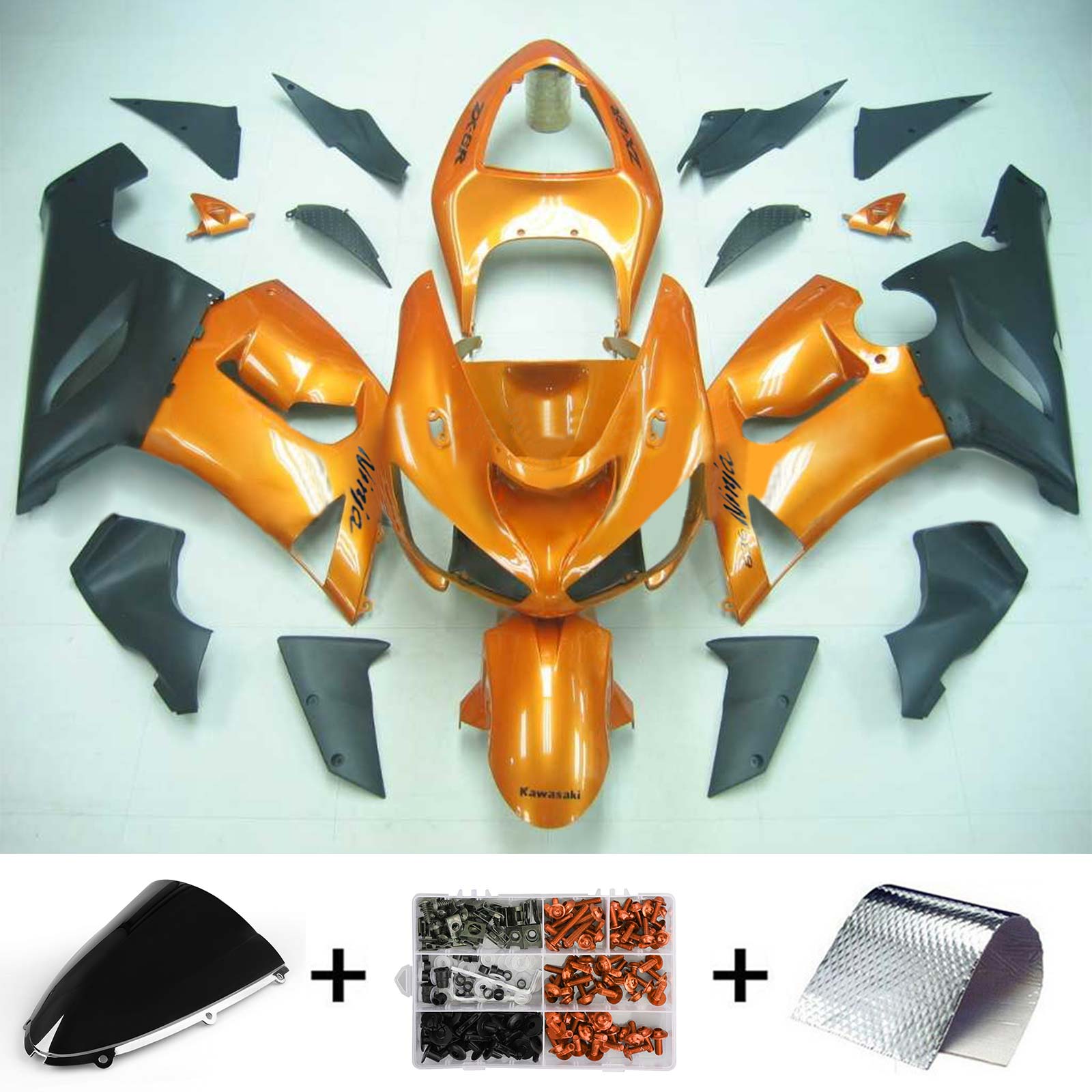 2005-2006 Kawasaki ZX6R 636 Amotopart Kit de carénage d'injection carrosserie plastique ABS #132