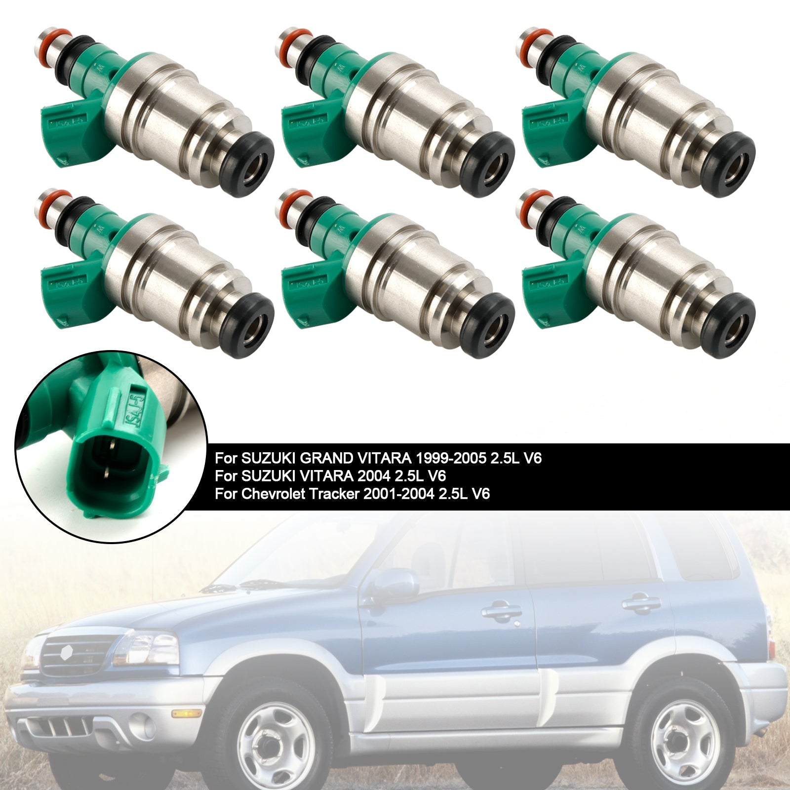 6PCS Fuel Injector 15710-67D00 Fit Suzuki Grand Vitara Tracker 2.5L JS4J-5