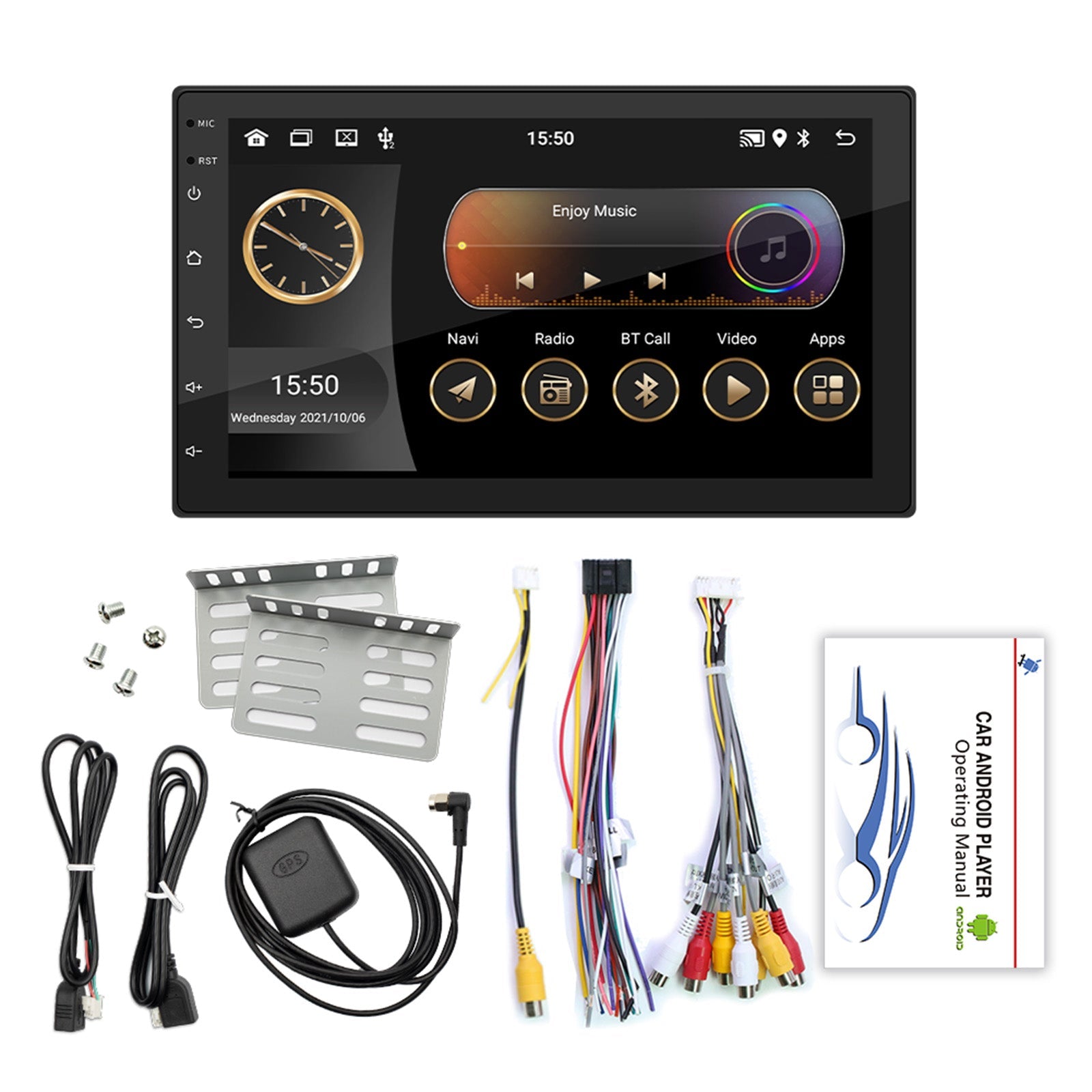 7 "Android 10 2G + 32G Quad Core GPS WiFi Bluetooth Autoradio MP5-speler Carplay