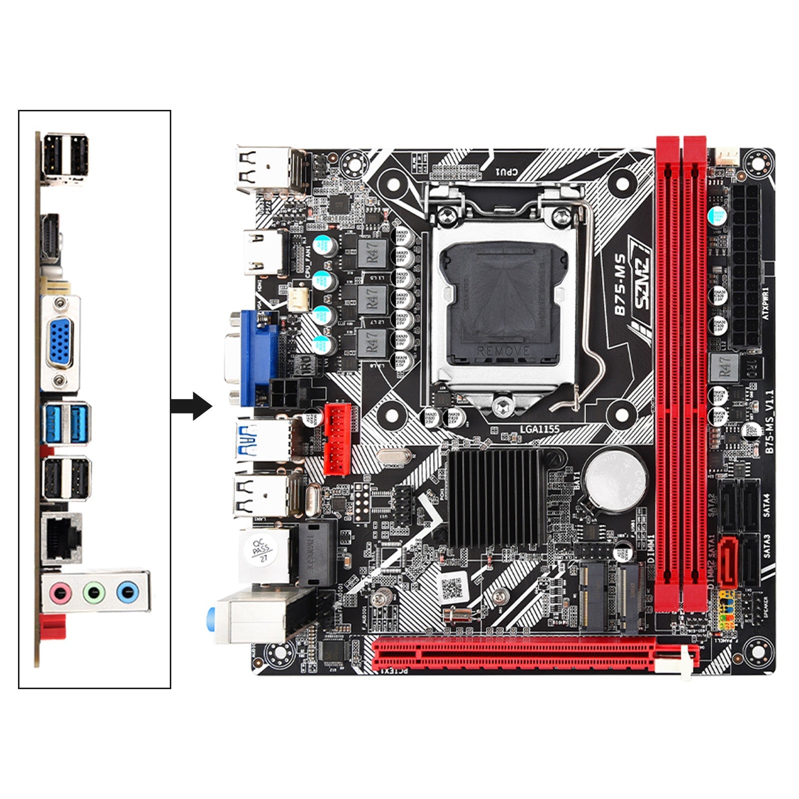 B75-MS Moederbord LGA 1155 Ondersteuning 2 * DDR3 USB3.0 SATA3 NVME WIFI Bluetooth