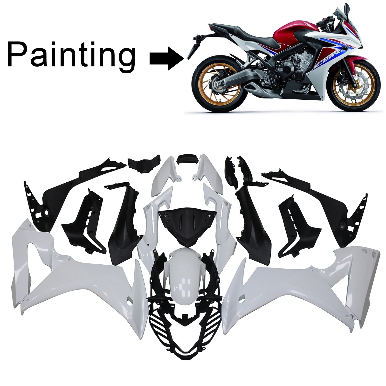 2014-2019 Honda CBR650F Kit de carénage d'injection Amotopart carrosserie plastique ABS #105