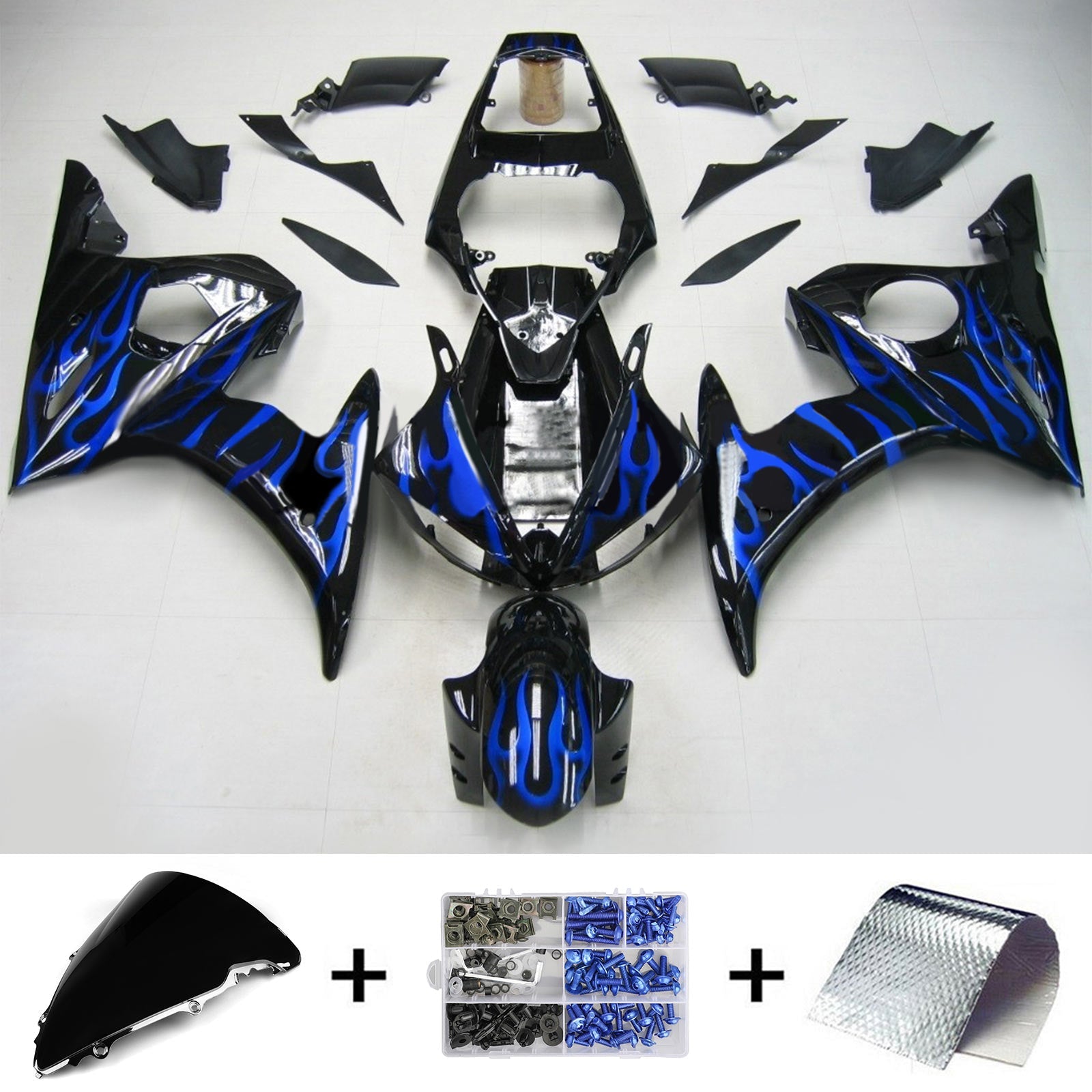 2005 Yamaha YZF 600 R6 Injection Fairing Kit Bodywork Plastic ABS #158