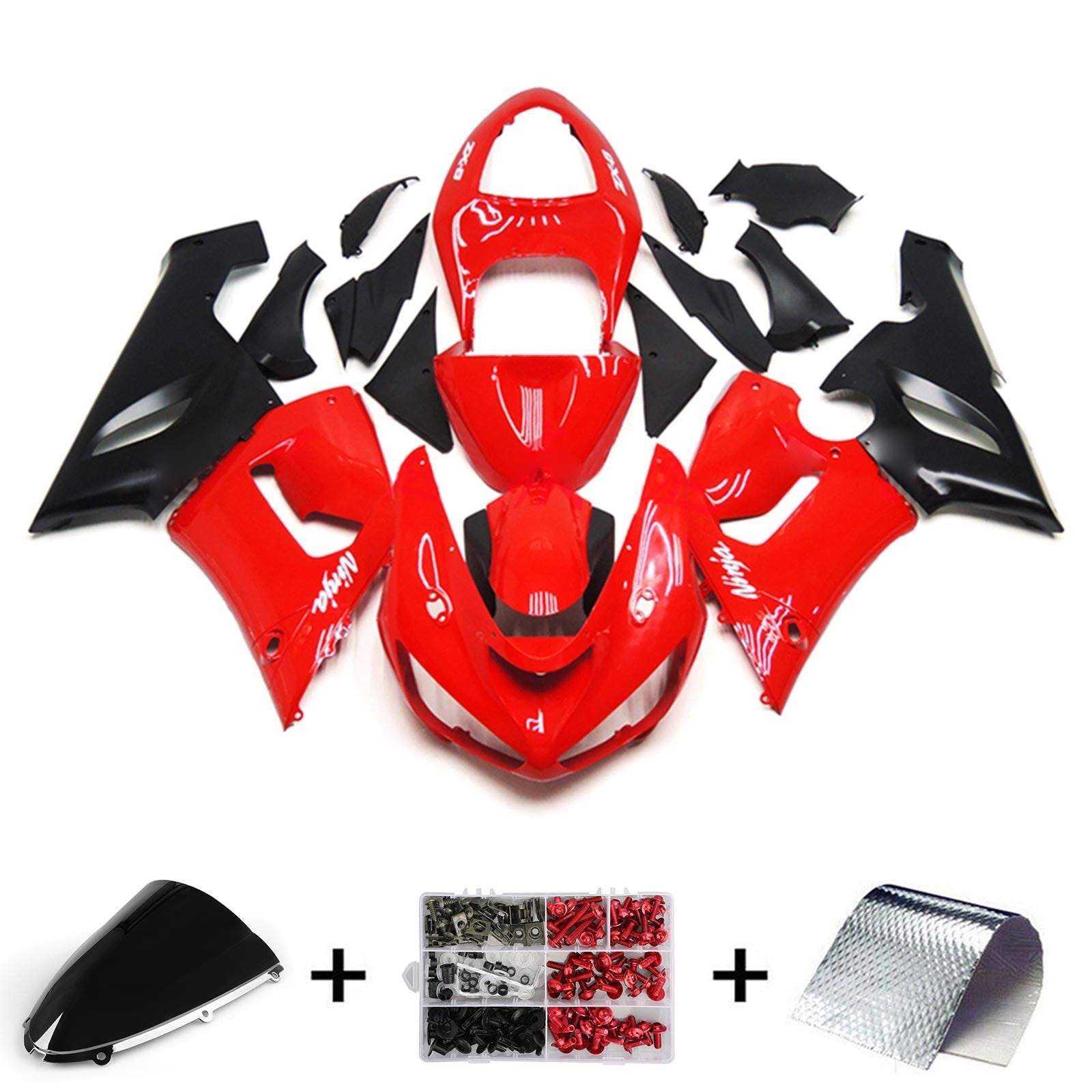 2005-2006 Kawasaki ZX6R 636 Kit de carenado Carrocería Plástico ABS