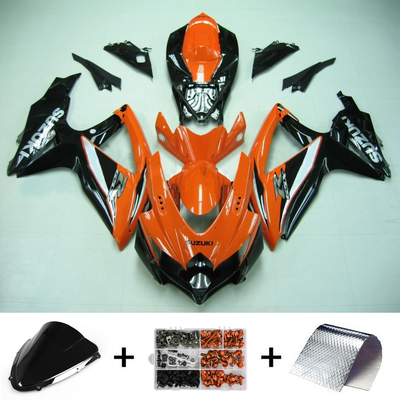 2008-2010 Suzuki GSXR 600/750 K8 Amotopart Kit de carénage d'injection carrosserie plastique ABS #156