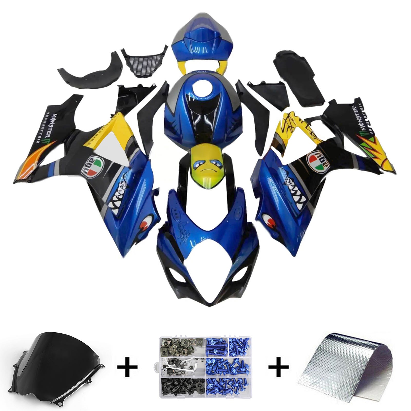 2007-2008 Suzuki GSXR1000 K7 Fairing Kit Bodywork Plastic ABS