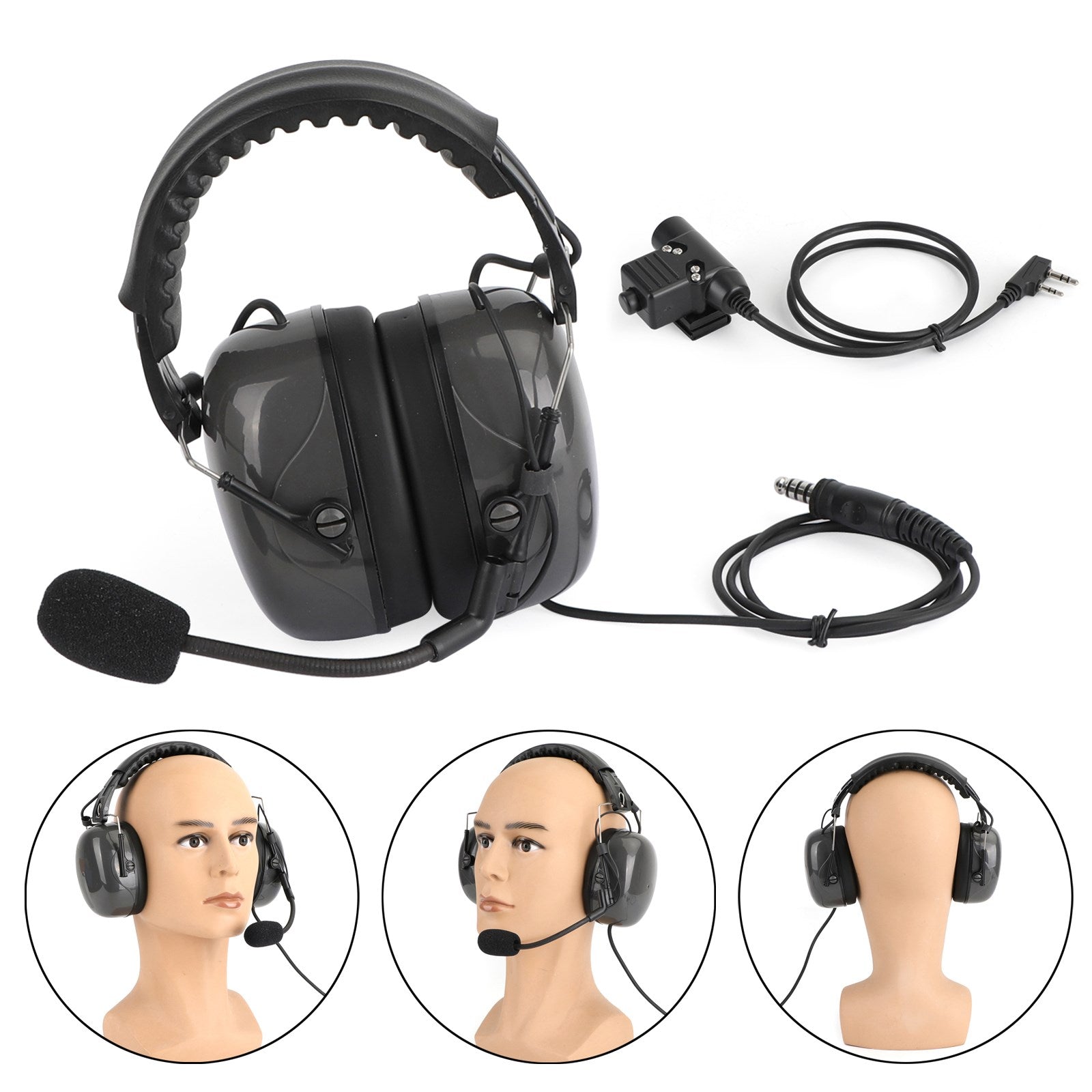 Verstelbare ruisonderdrukkende headset geschikt voor Kenwood BaoFeng TK3107 TK3207