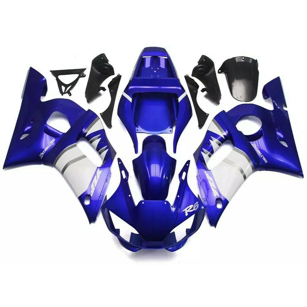 1998-2002 Yamaha YZF R6 Fairing Blue White Fairing Kit by Amotopart